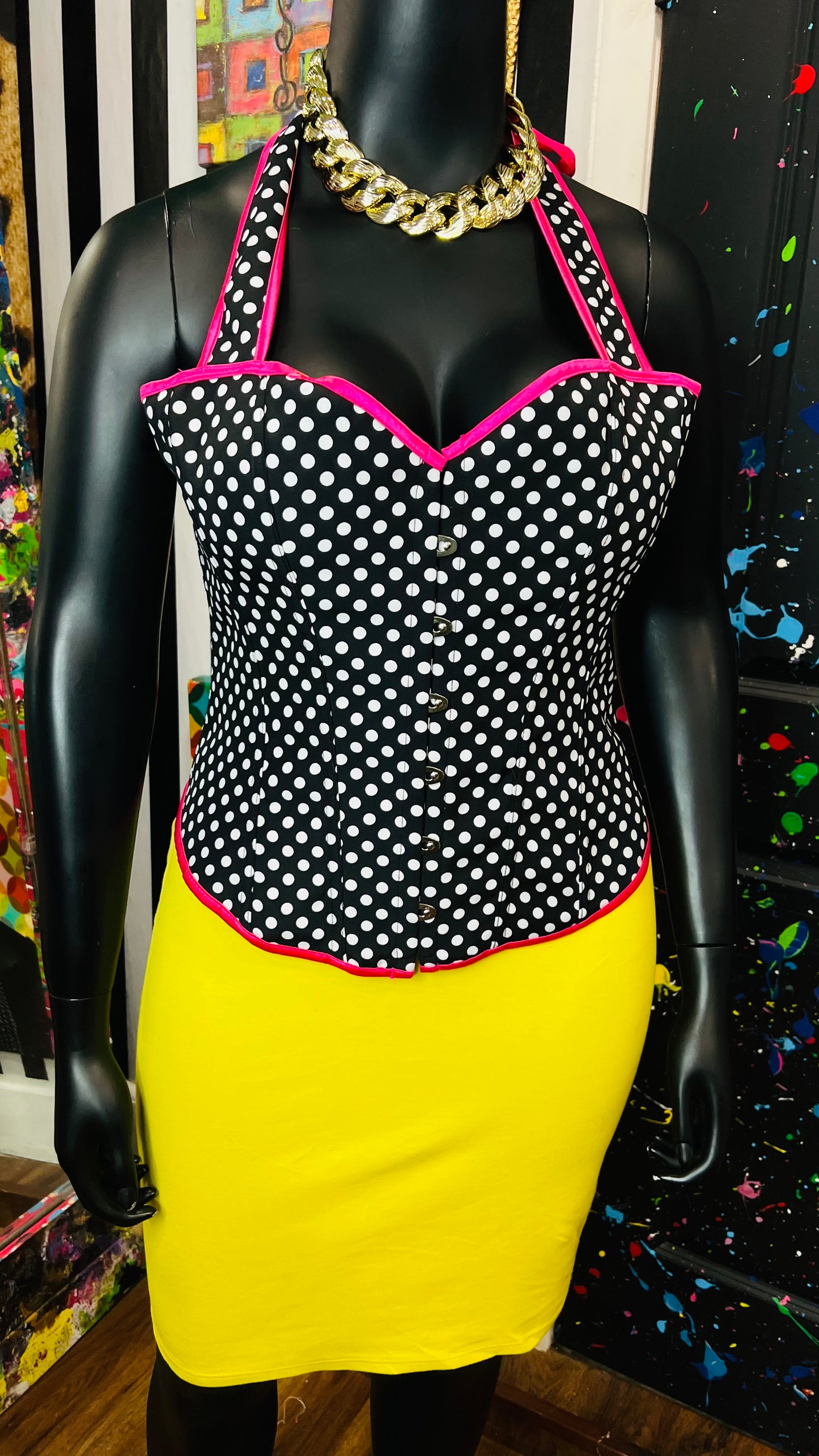 Black & White Polka Dot Bustier (OS)