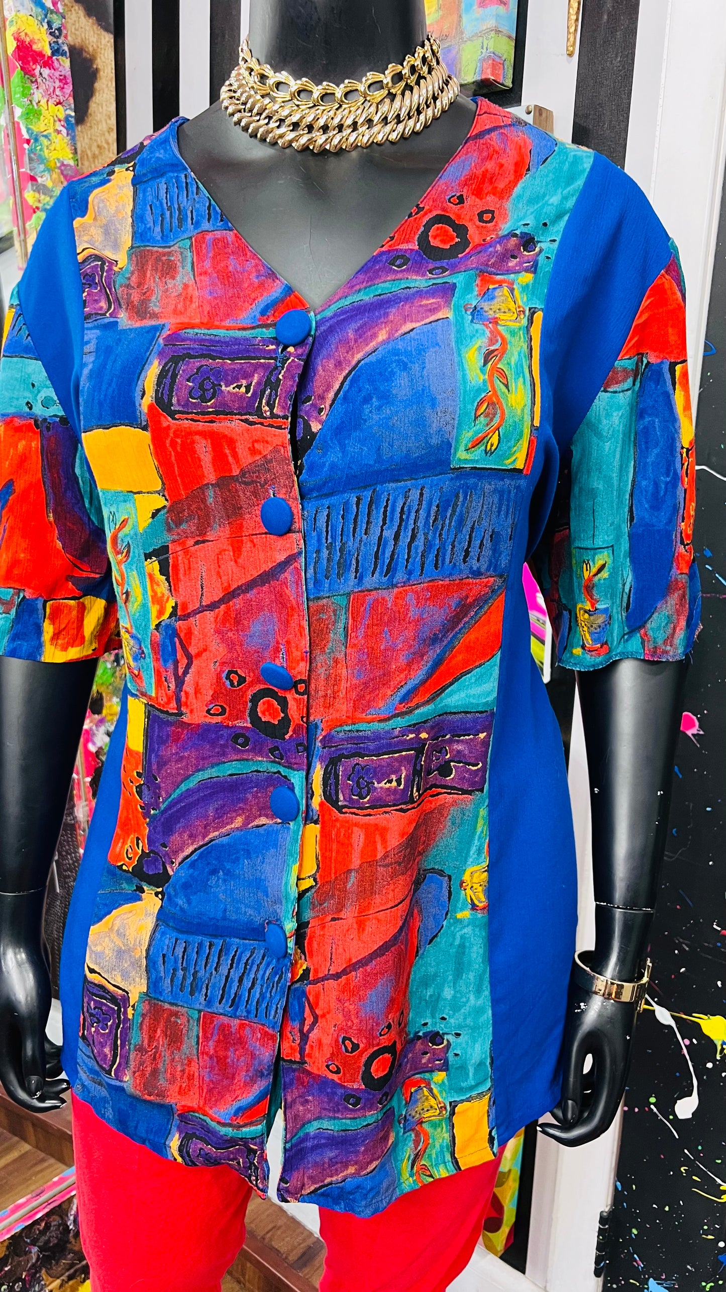 Vintage Rayon Abstract Blouse (18/20)