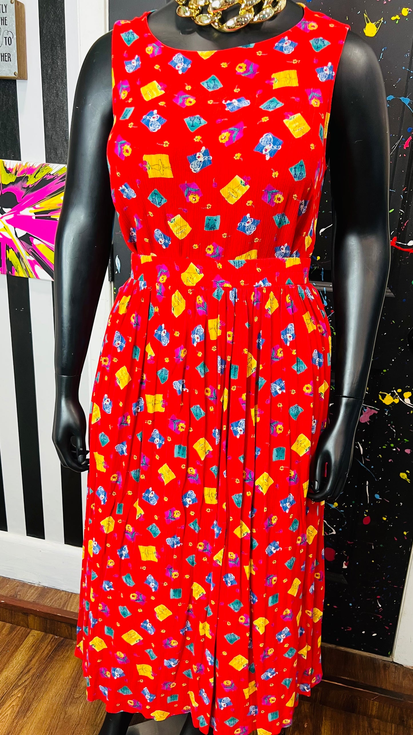 Vintage Rayon Sleeveless Skirt Set (22)