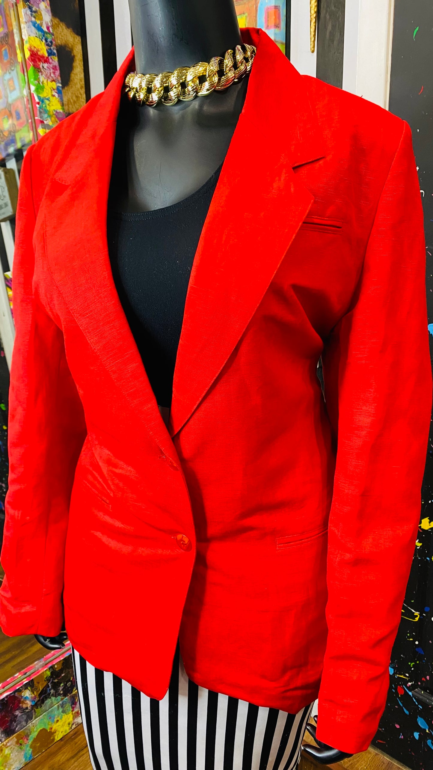 Vintage Solid Red Blazer (18)