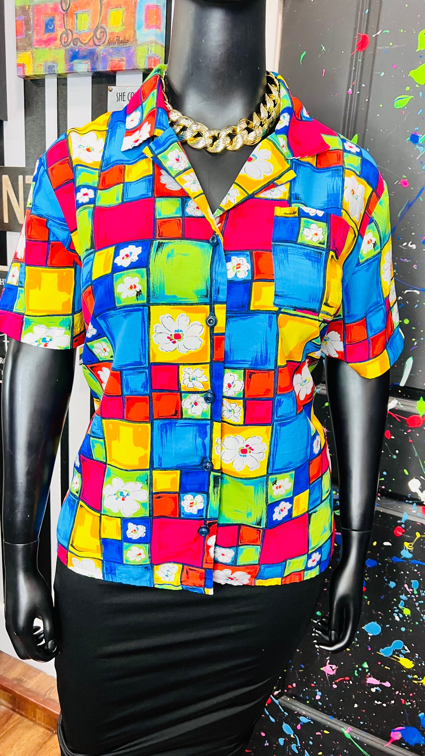 Vintage 90’s Floral Short Sleeve Blouse (18)