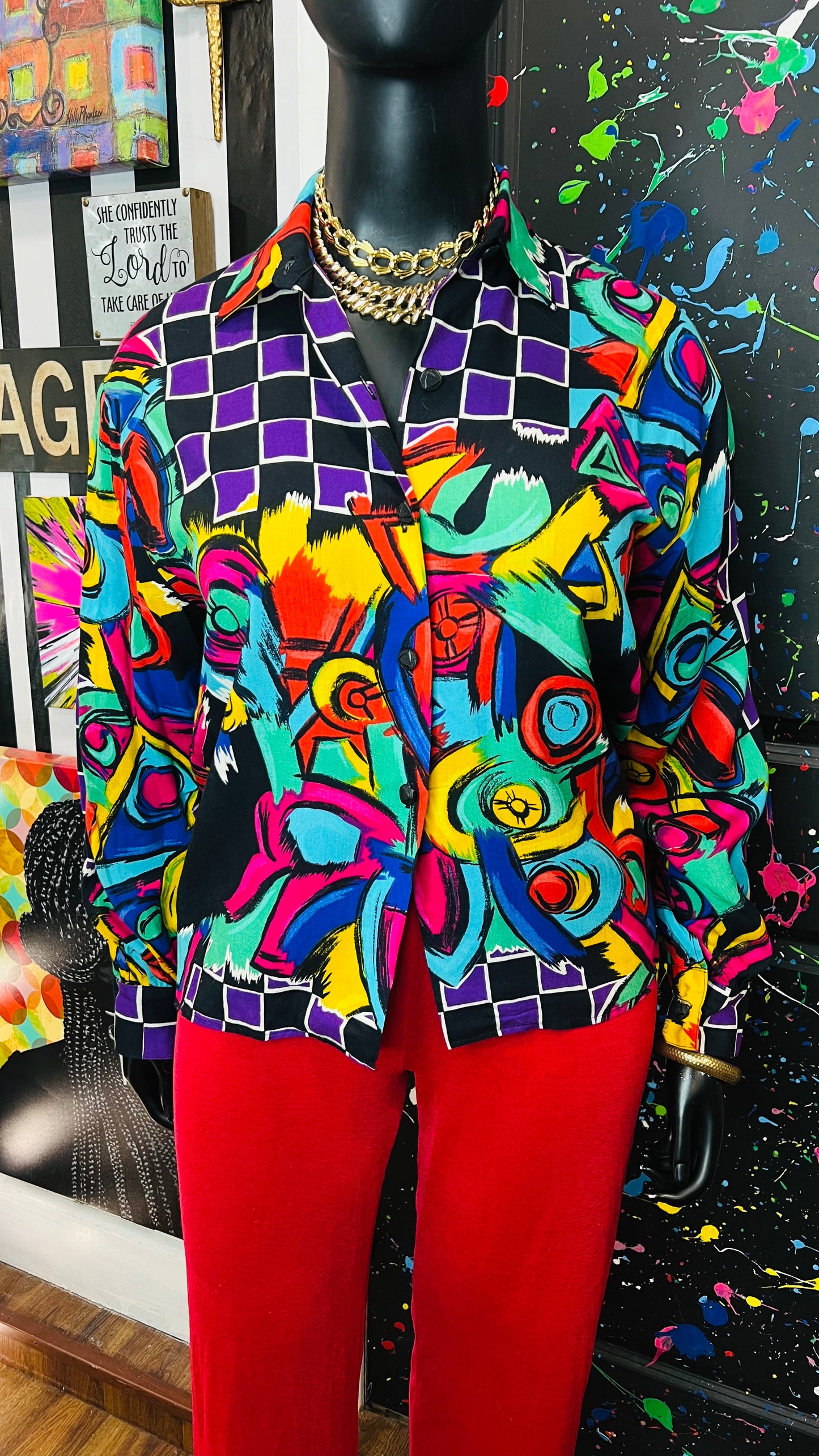 Vintage Abstract 80’s Blouse (14/16)