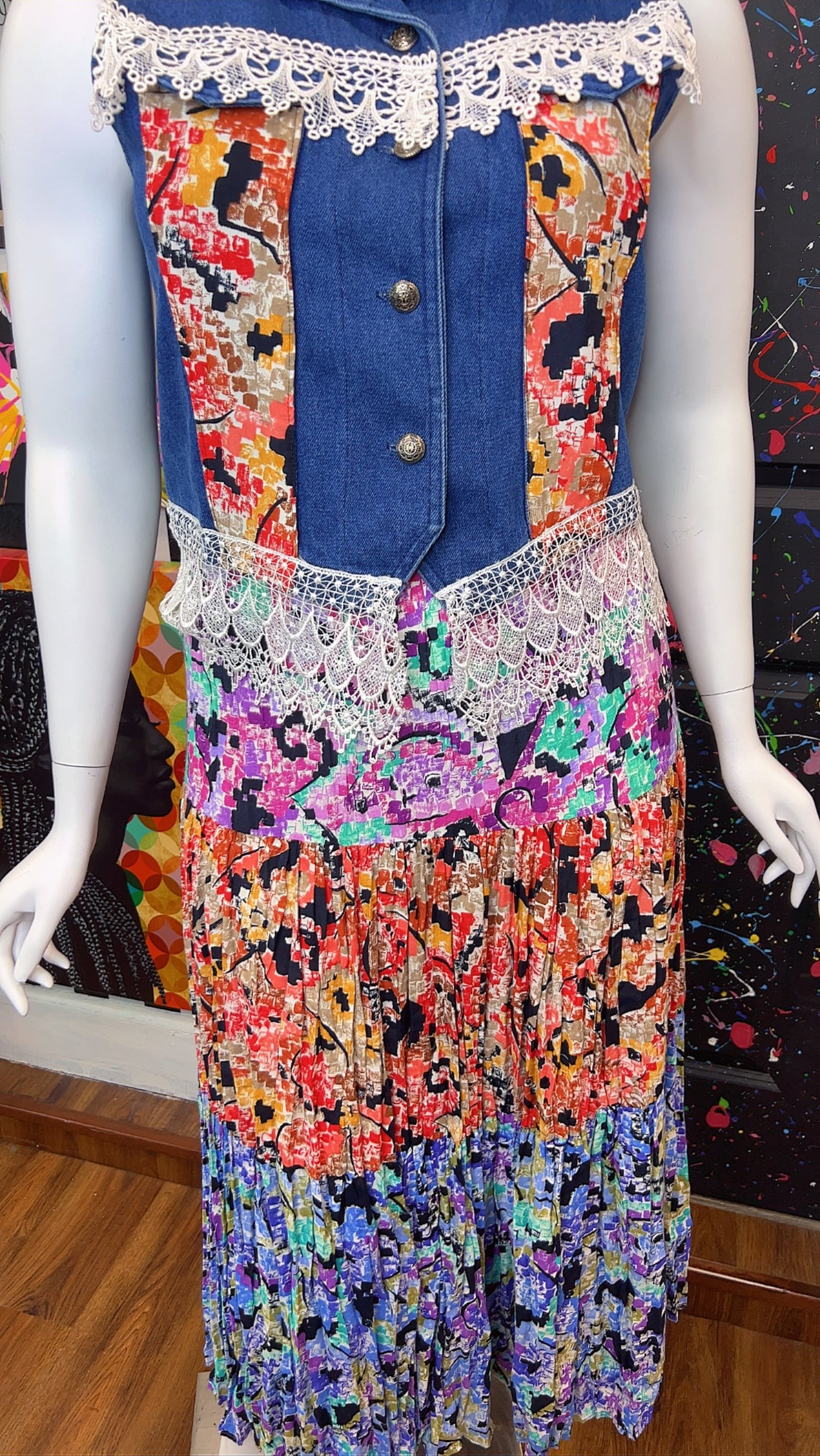 Vintage Denim Vest & Rayon Skirt (14)