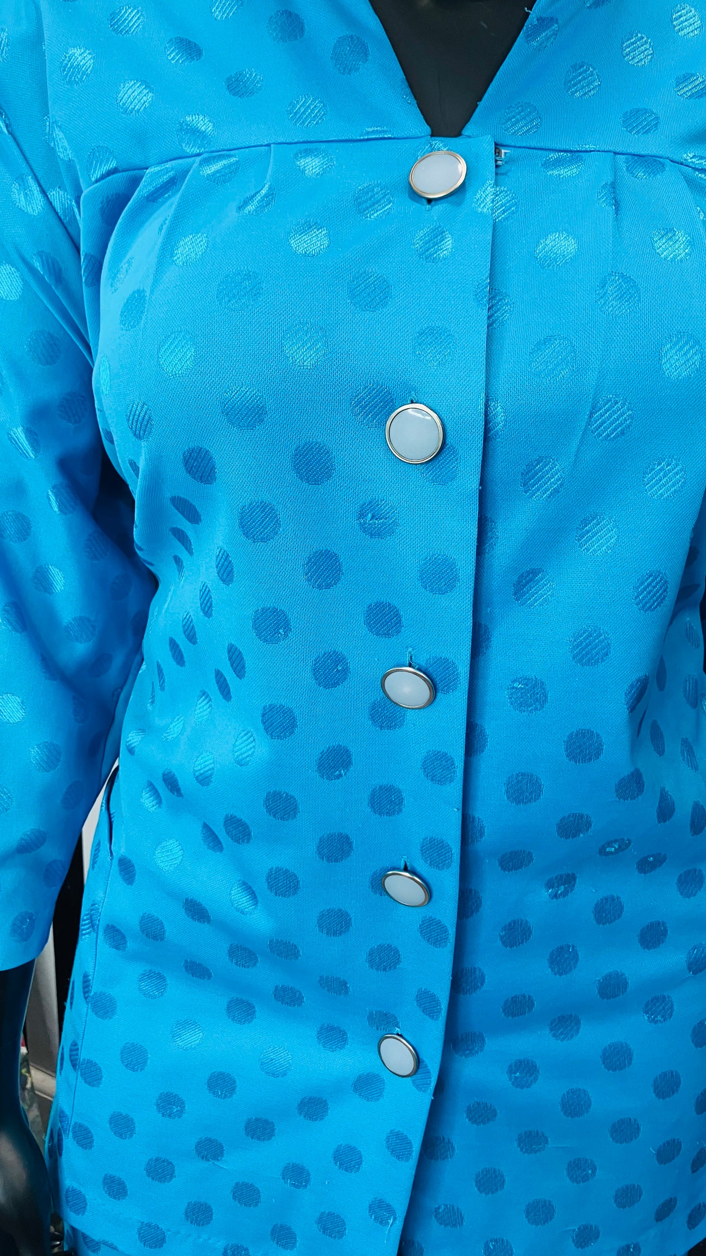 Vintage Blue Polka Dot Skirt Set (Some Stretch) (24)