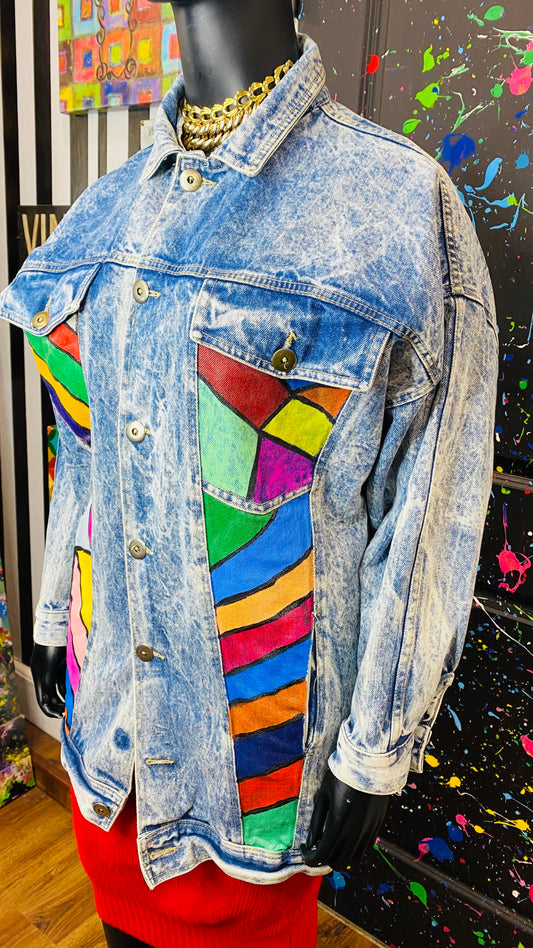 Vintage Acid Wash Hand Painted Denim Jacket (18/20)