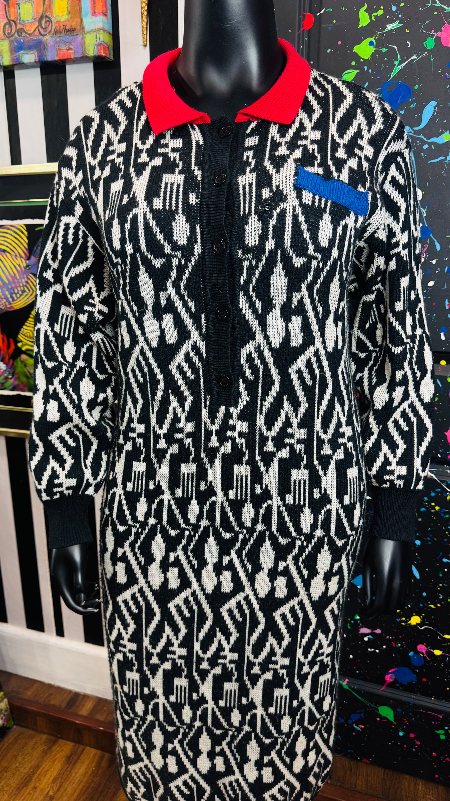 Vintage Color Block Sweater Dress (14) *Lots of Stretch