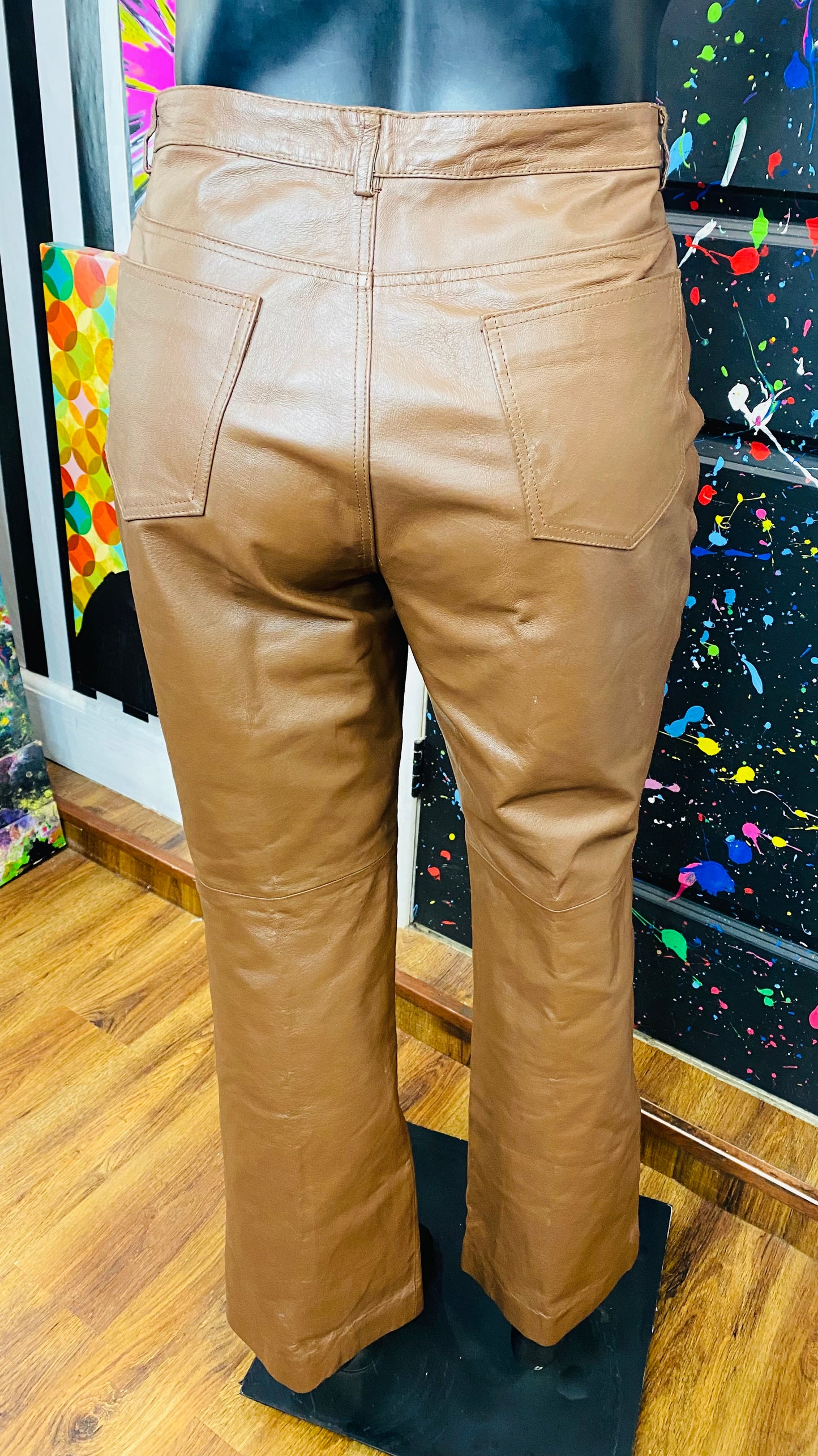 Vintage Brown Genuine Leather Pants (16)