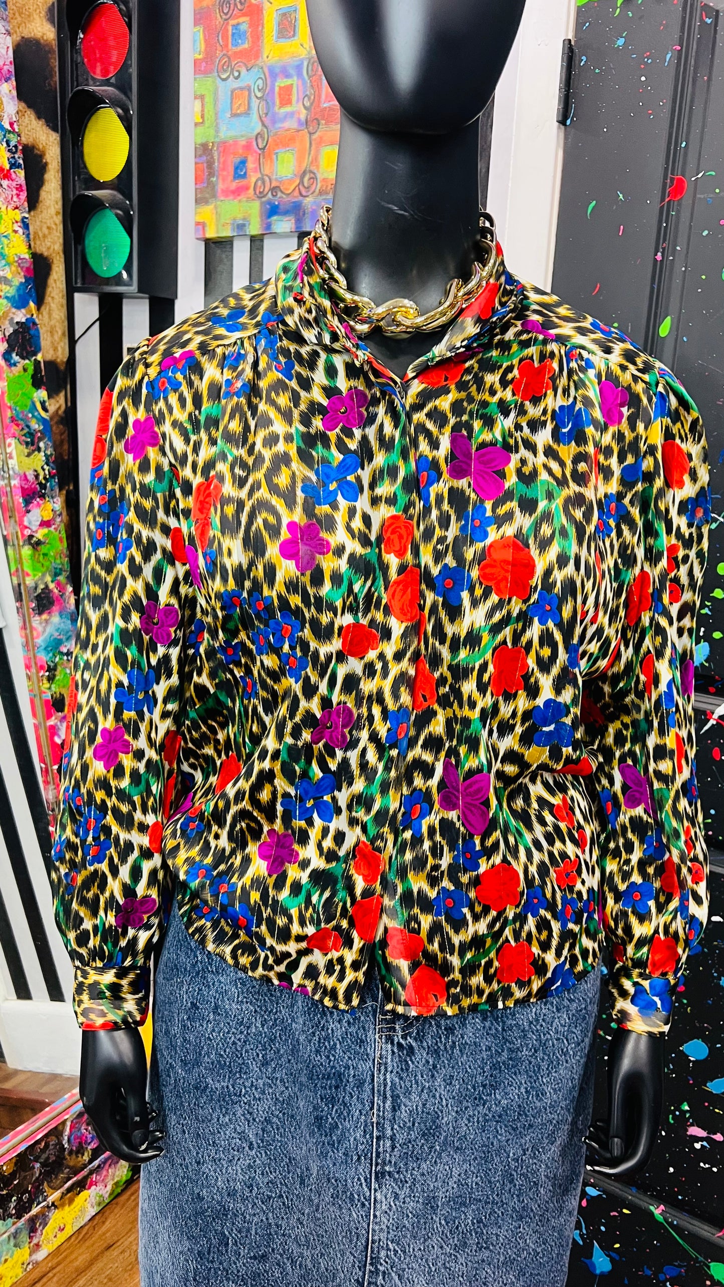 Vintage Semi Sheer Floral Blouse (16)