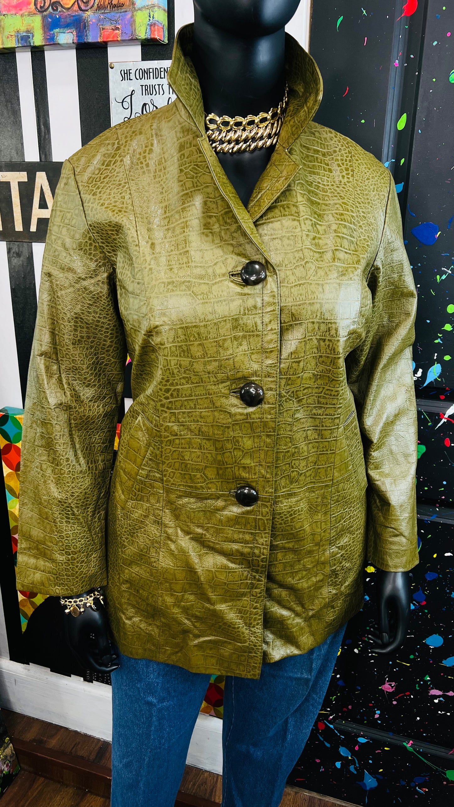 Vintage Green Genuine Leather Jacket (16)