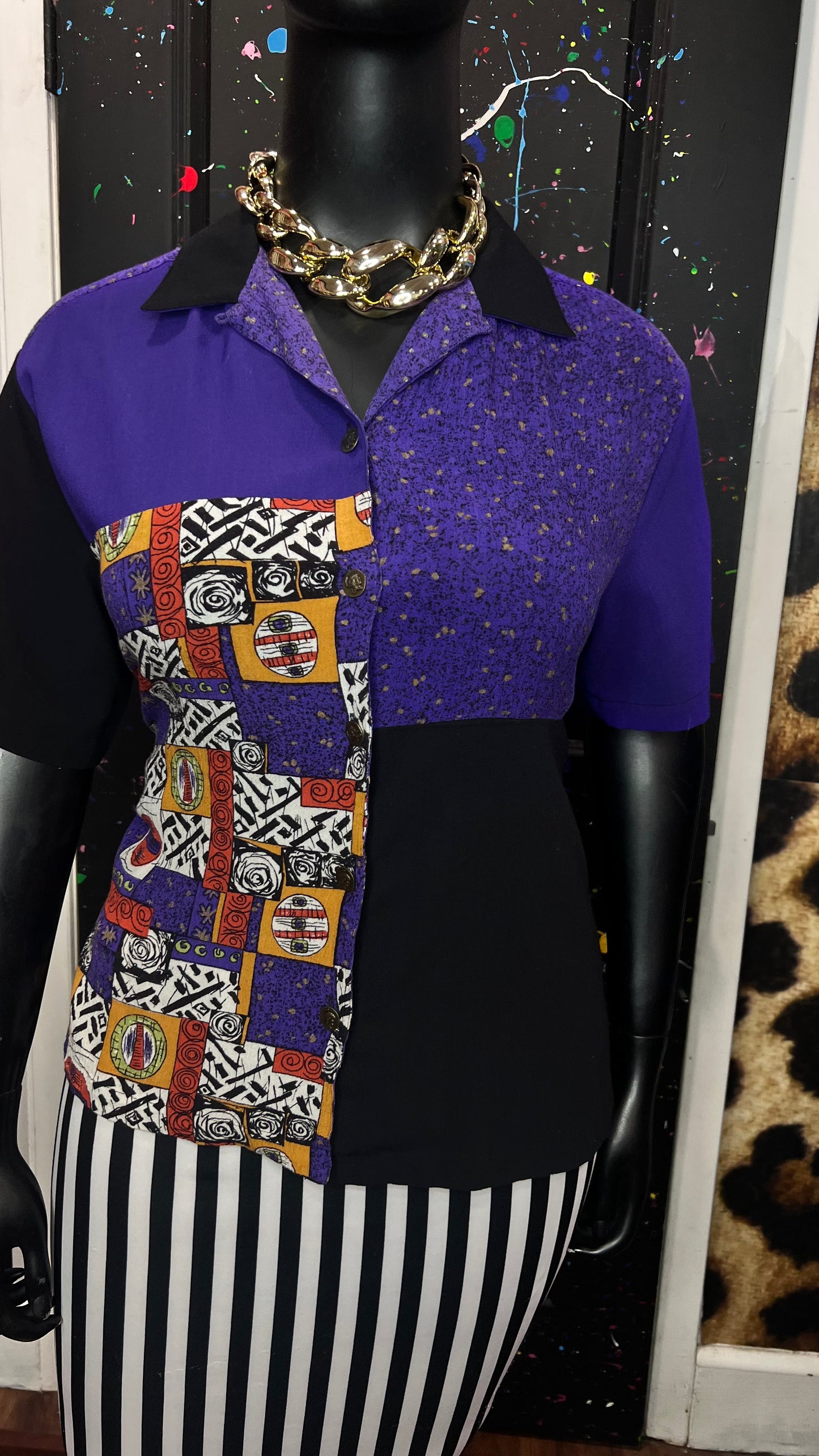 Vintage Rayon Abstract Blouse (16)