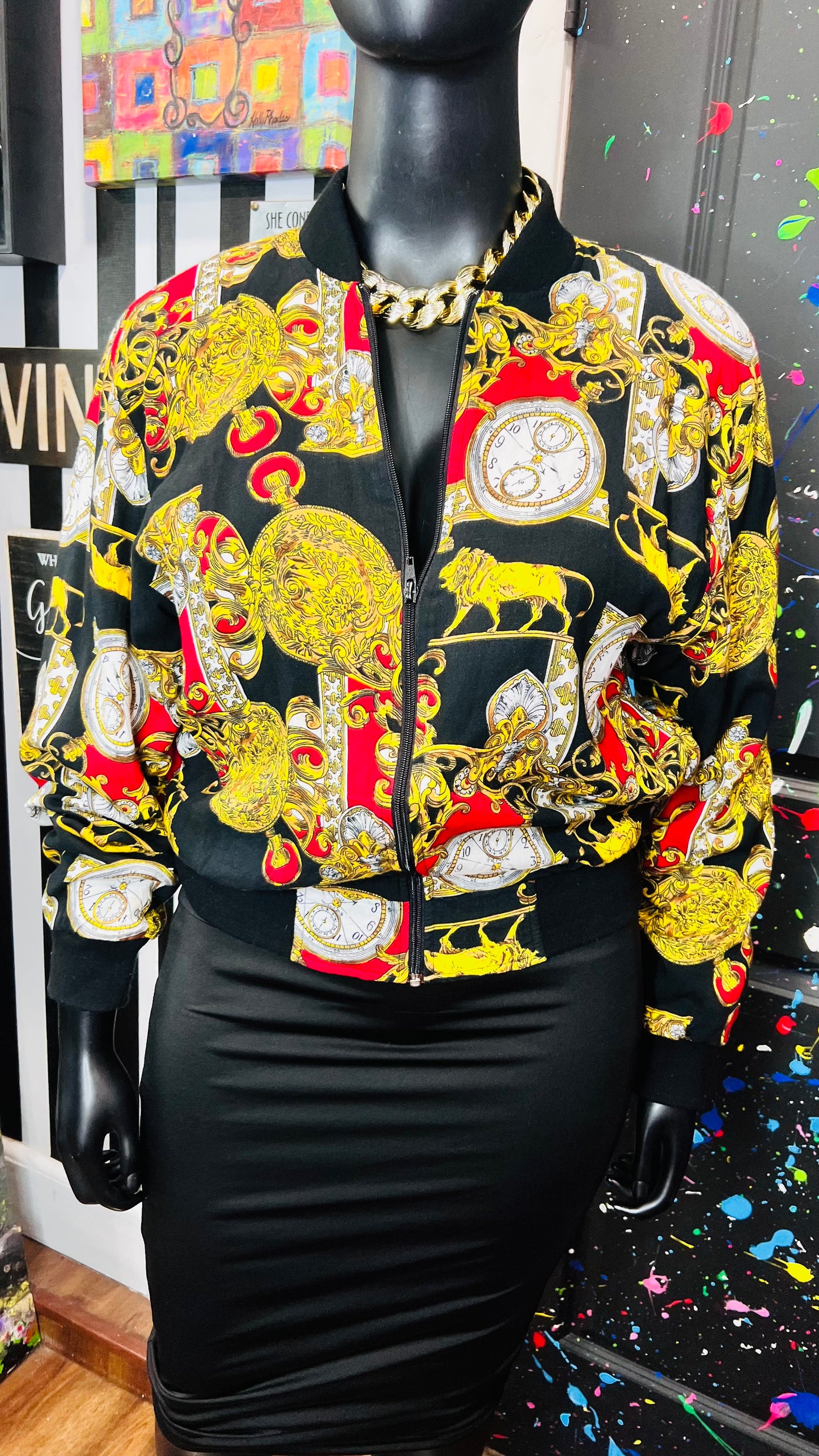 Vintage Rayon Clocks Jacket (16)