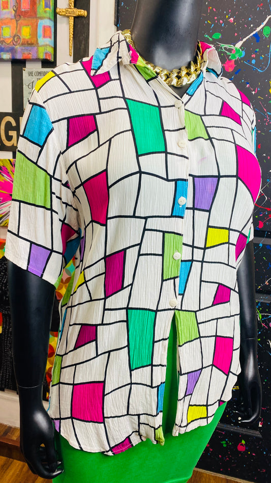 Vintage Box Colorblock Blouse (18)