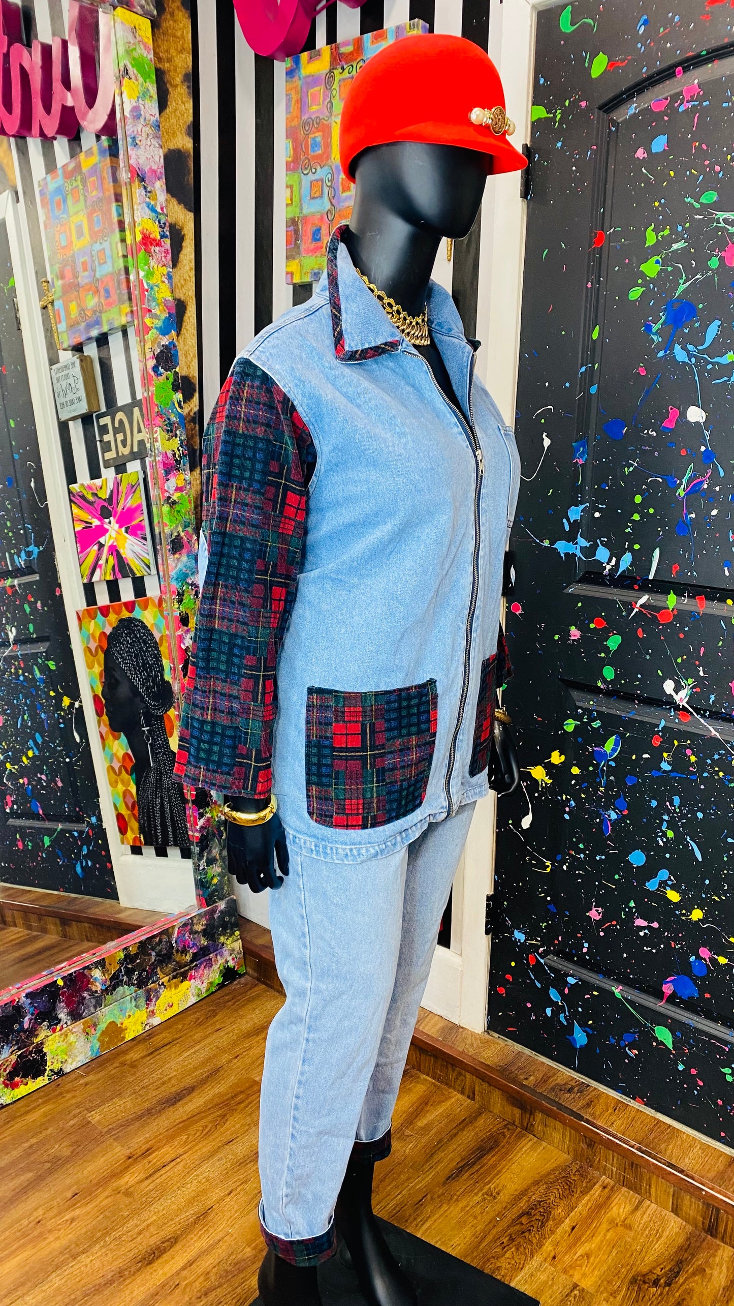 Vintage Denim & Flannel Set- Jeans & Denim Jacket (16W)