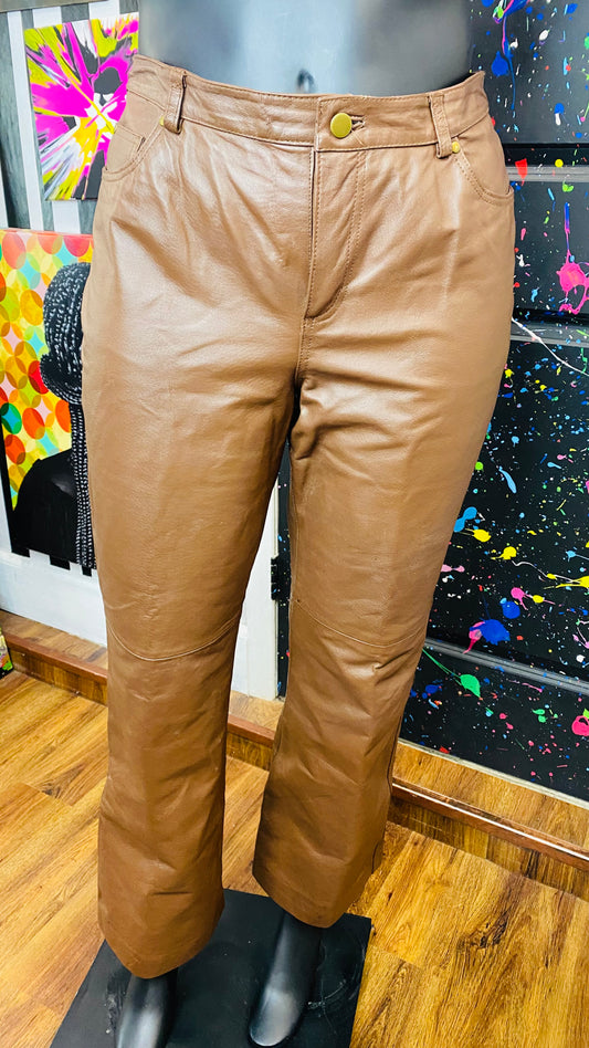 Vintage Brown Genuine Leather Pants (16)