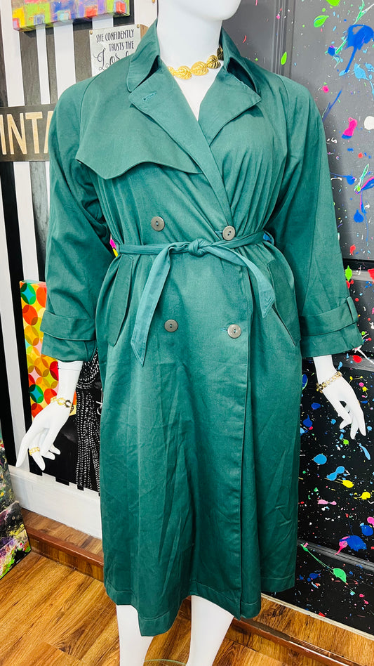 Vintage Green Trench Coat (16)