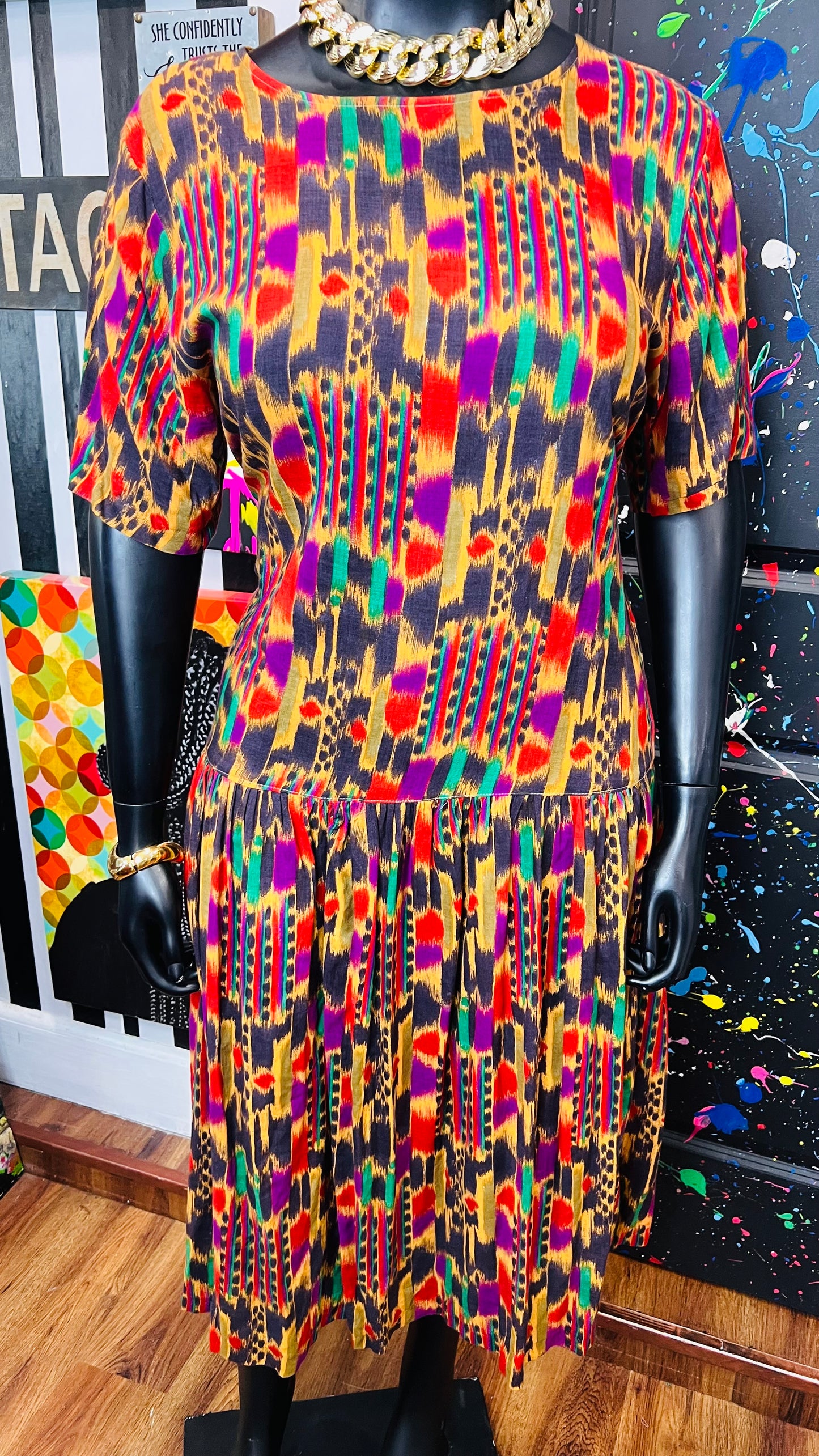 Vintage Tribal Print Sleeveless Dress (14)