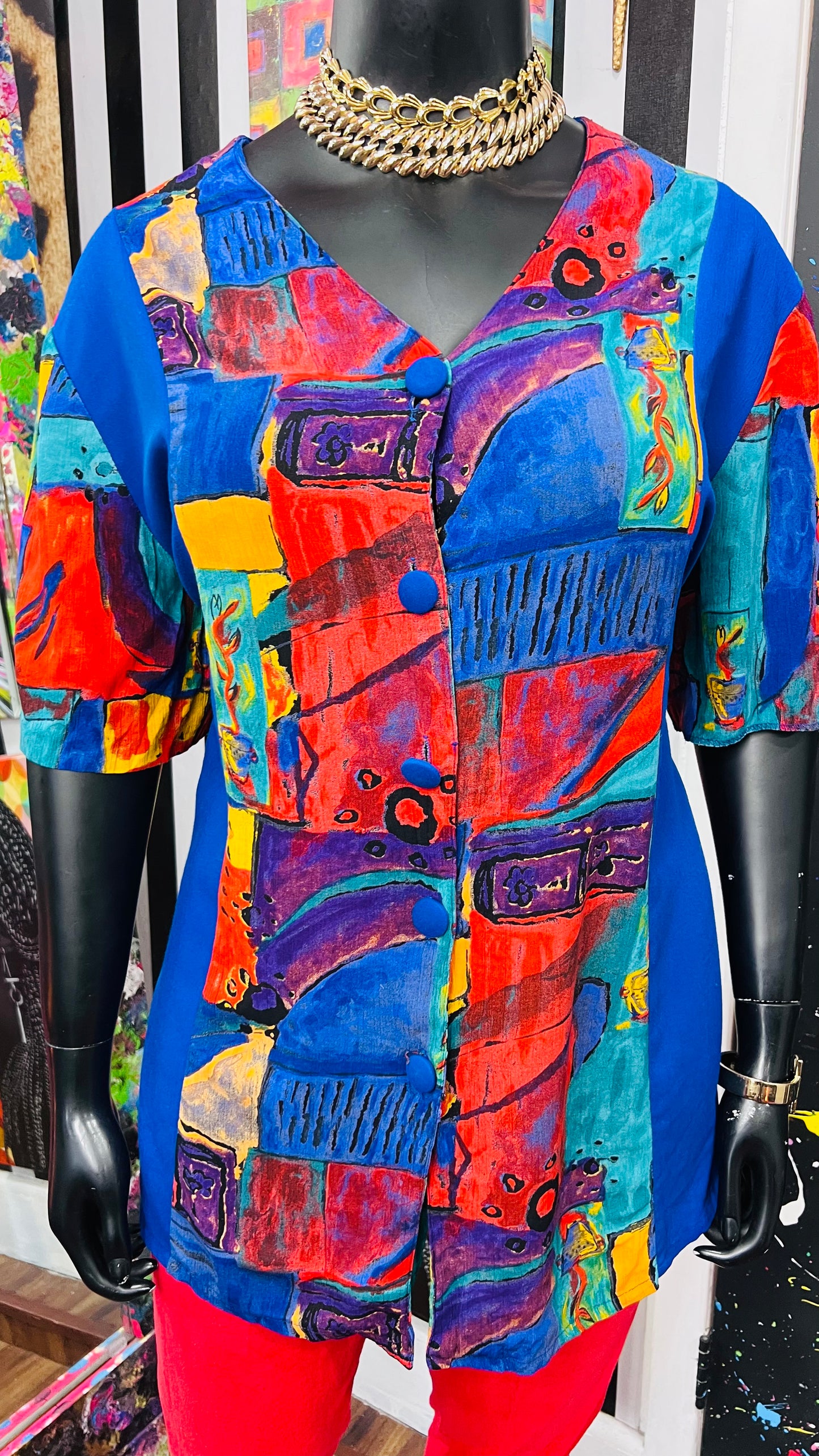 Vintage Rayon Abstract Blouse (18/20)