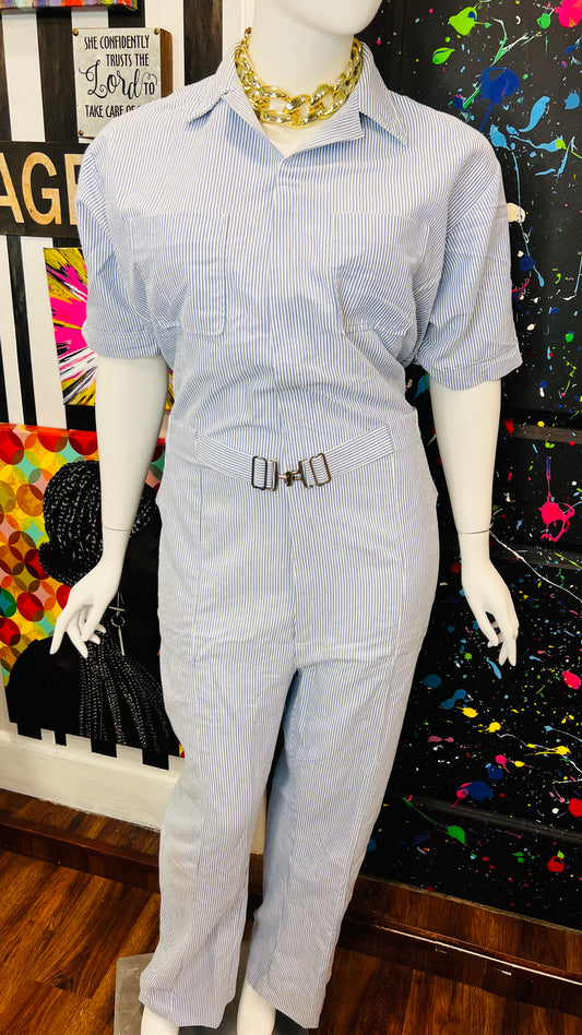 Vintage 60’s/70’s Blue & White Jumpsuit (20)