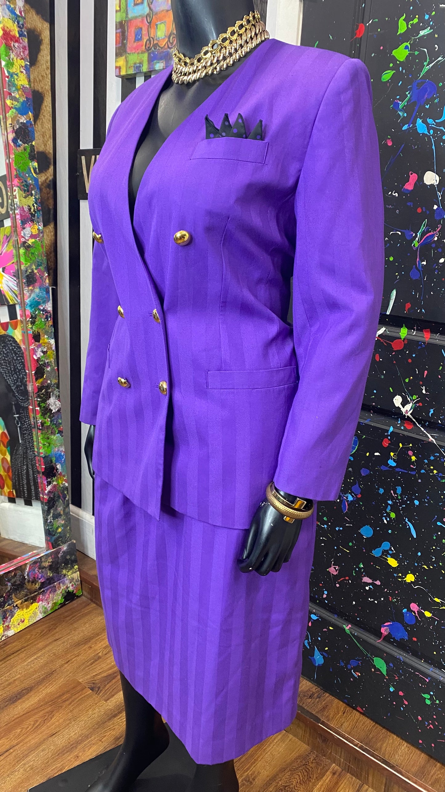 Vintage Purple Skirt Suit (16W)