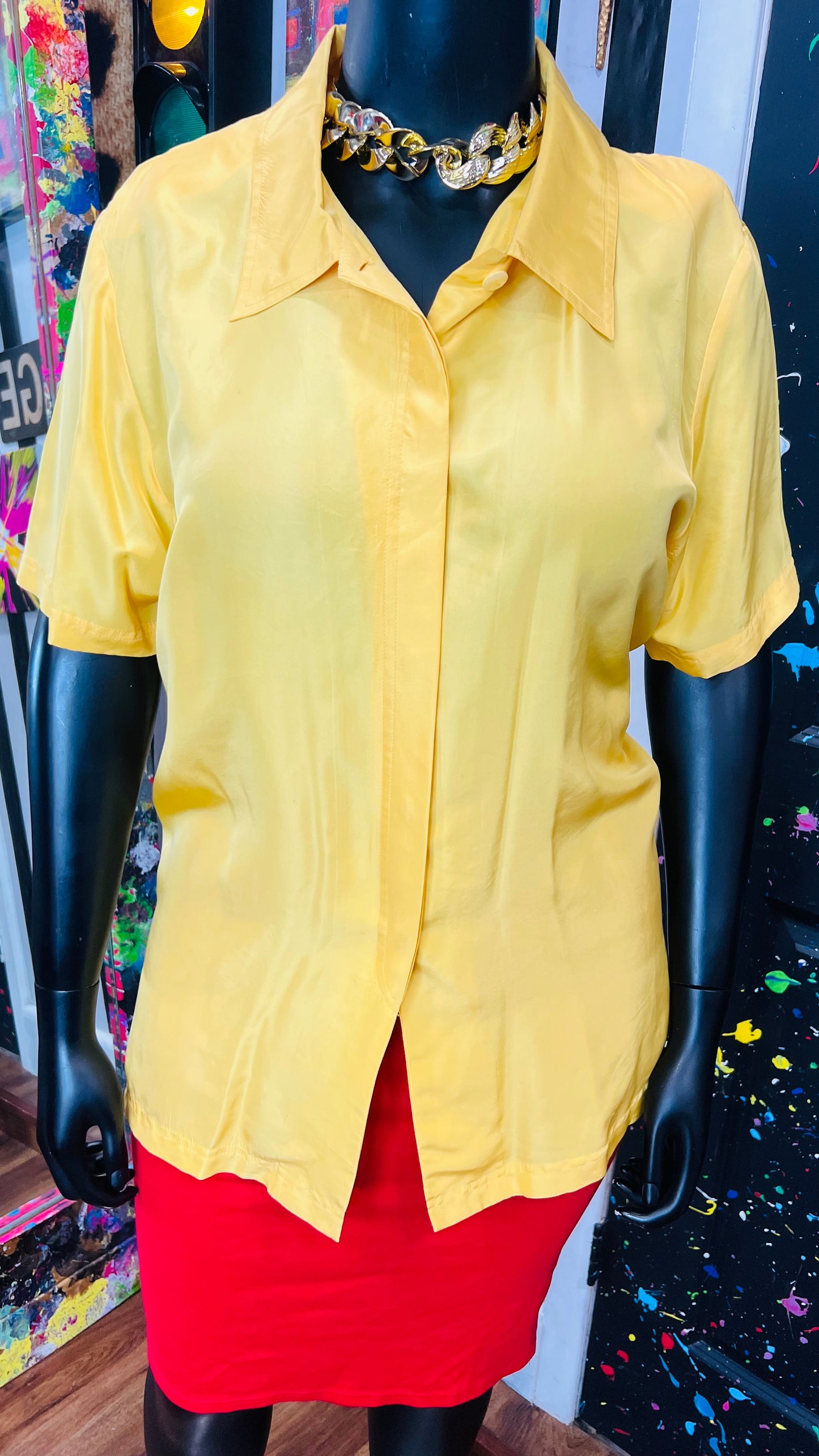 Vintage Yellow Silk Blouse (18/20)