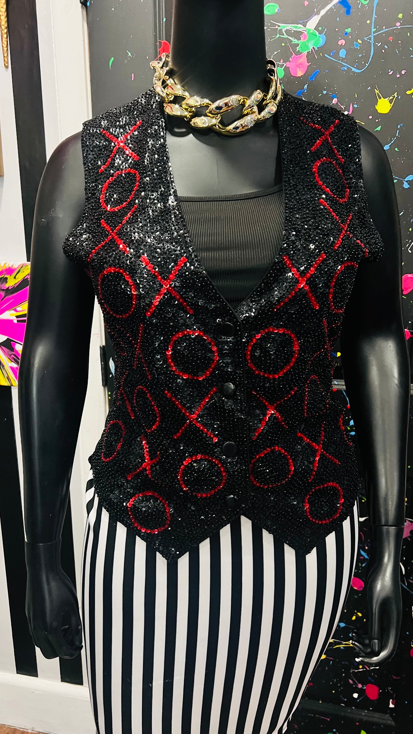 Vintage Sequin X & O Vest (12/14)