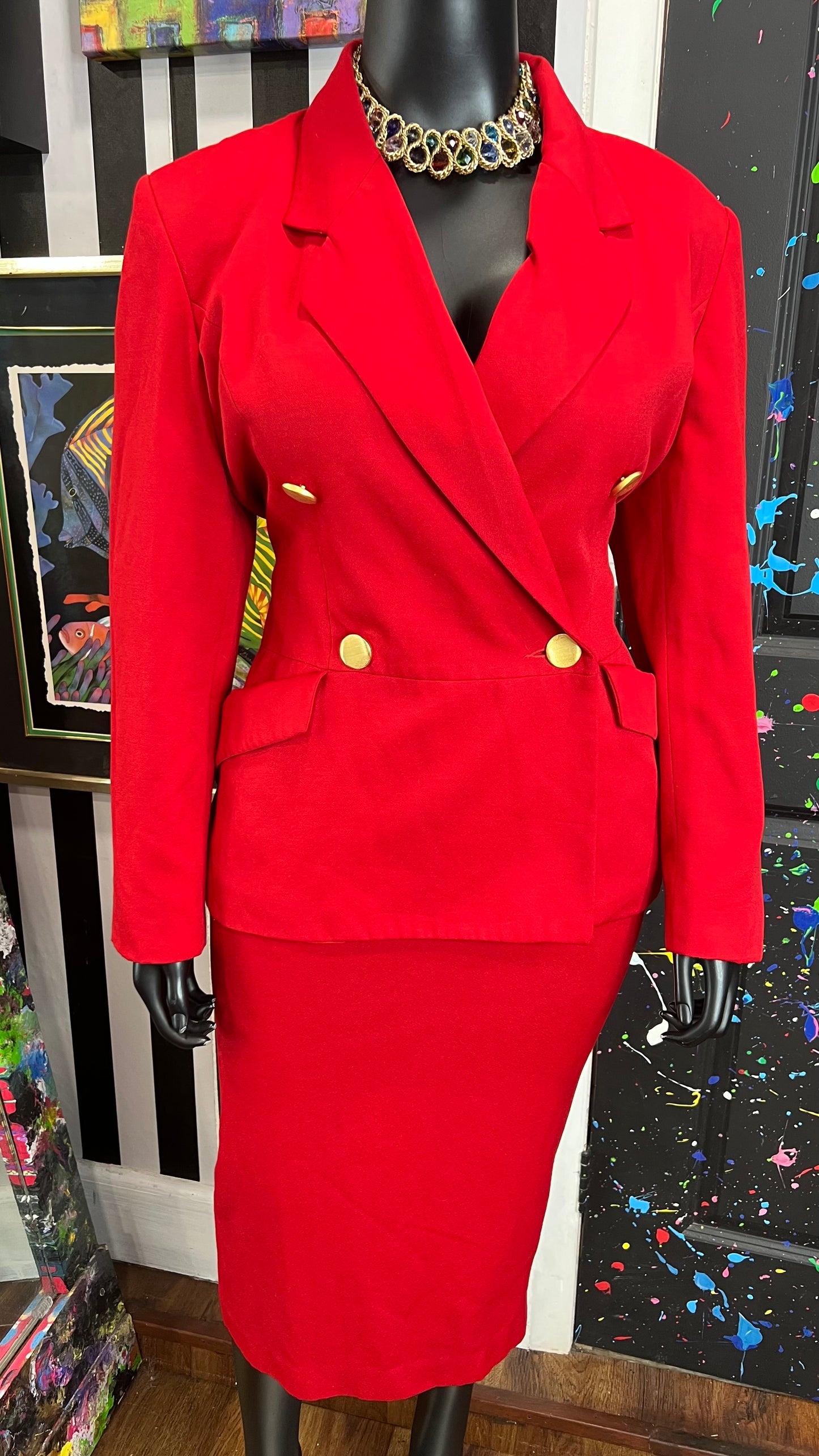 Vintage Red Laura Henson Skirt Suit (20)