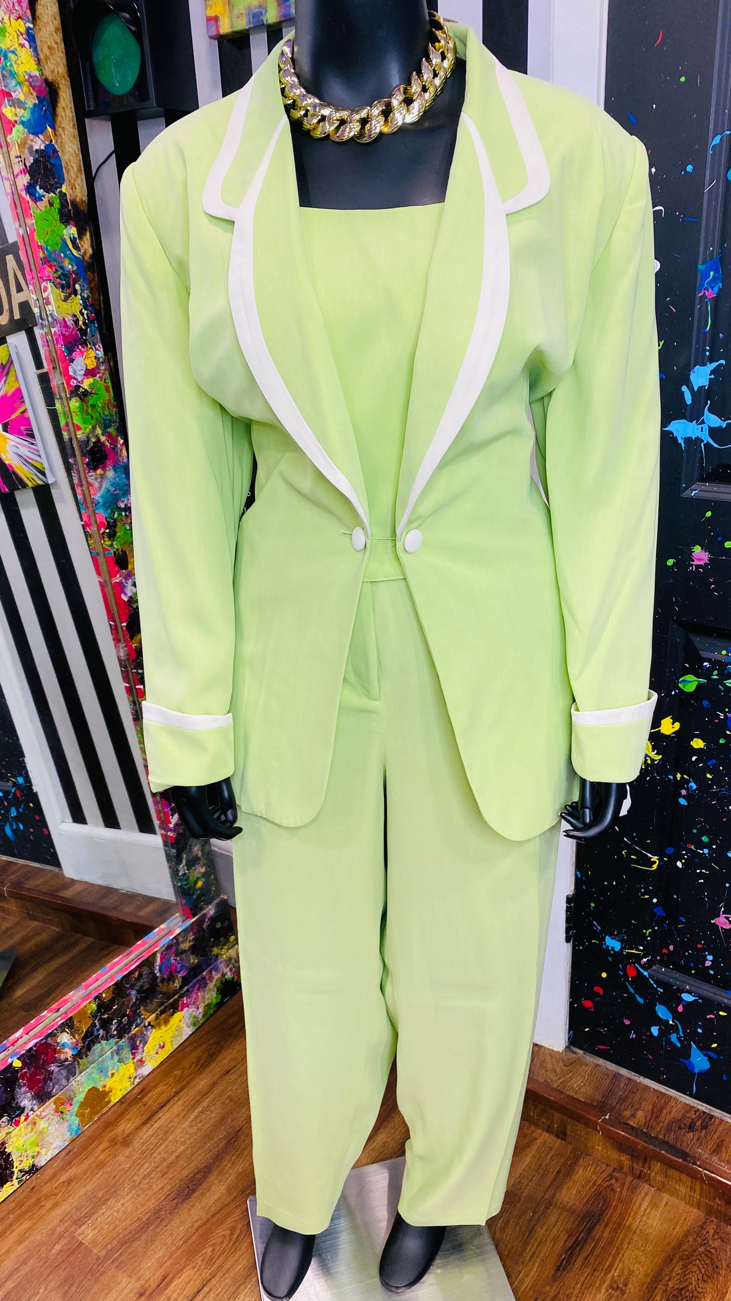 Vintage Soft Green w/ White Trim 3 Piece Set (24)