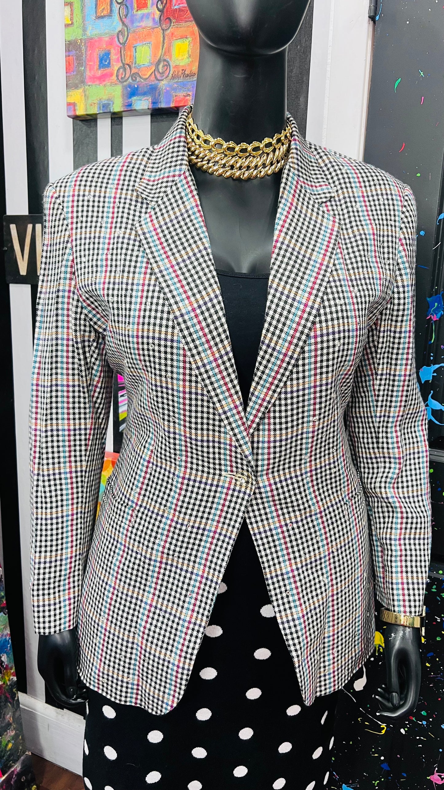 Vintage Plaid Jeweled Blazer (16)