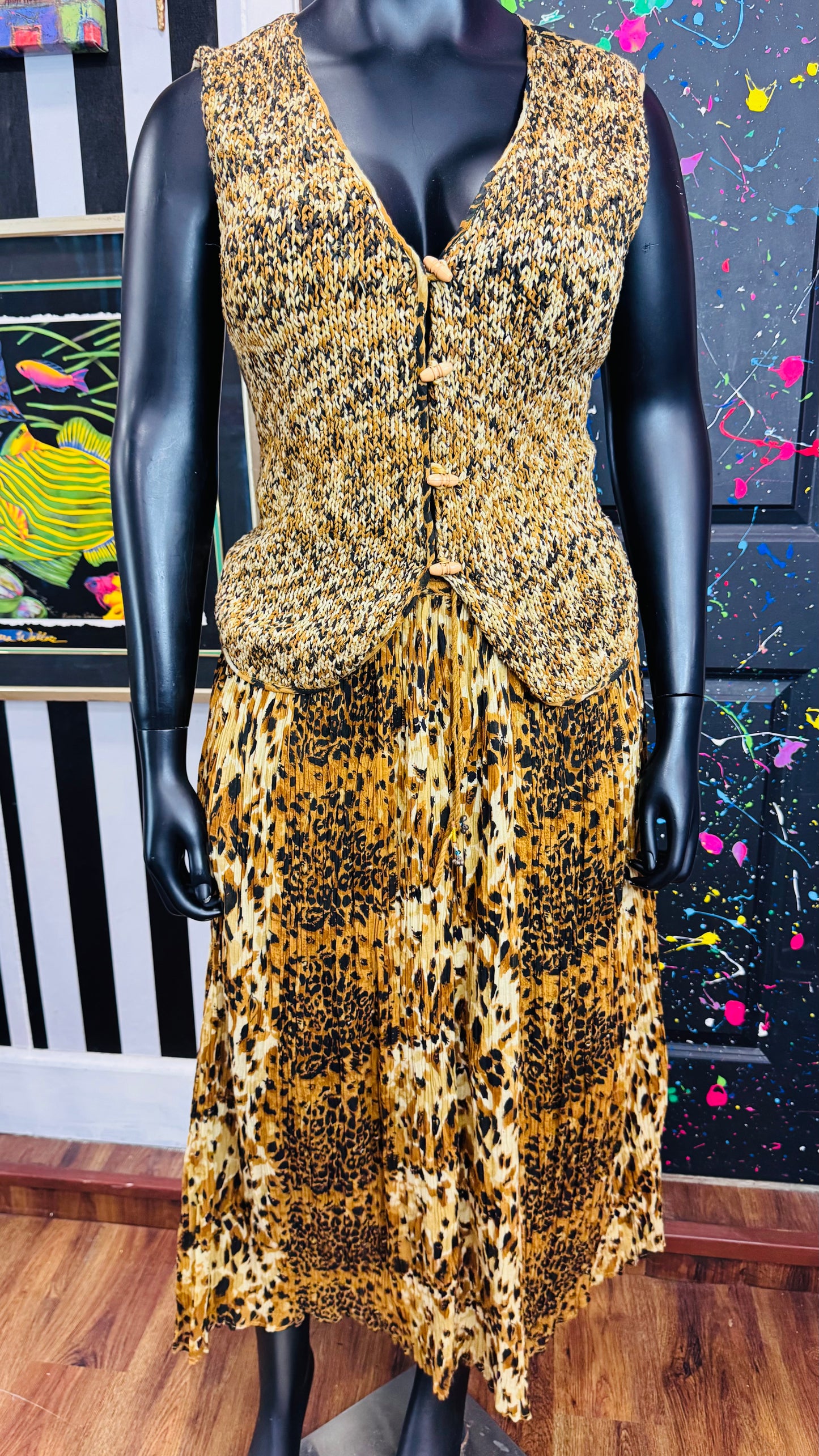 Vintage Knit Vest & Rayon Skirt (16)