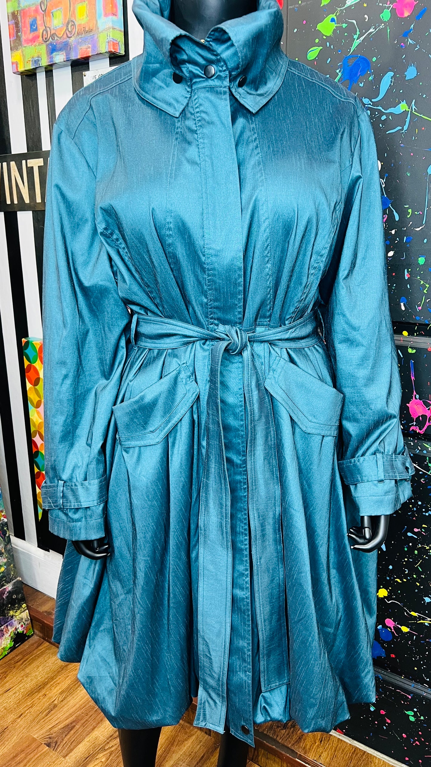 Vintage Dark Teal Trench Coat (20)