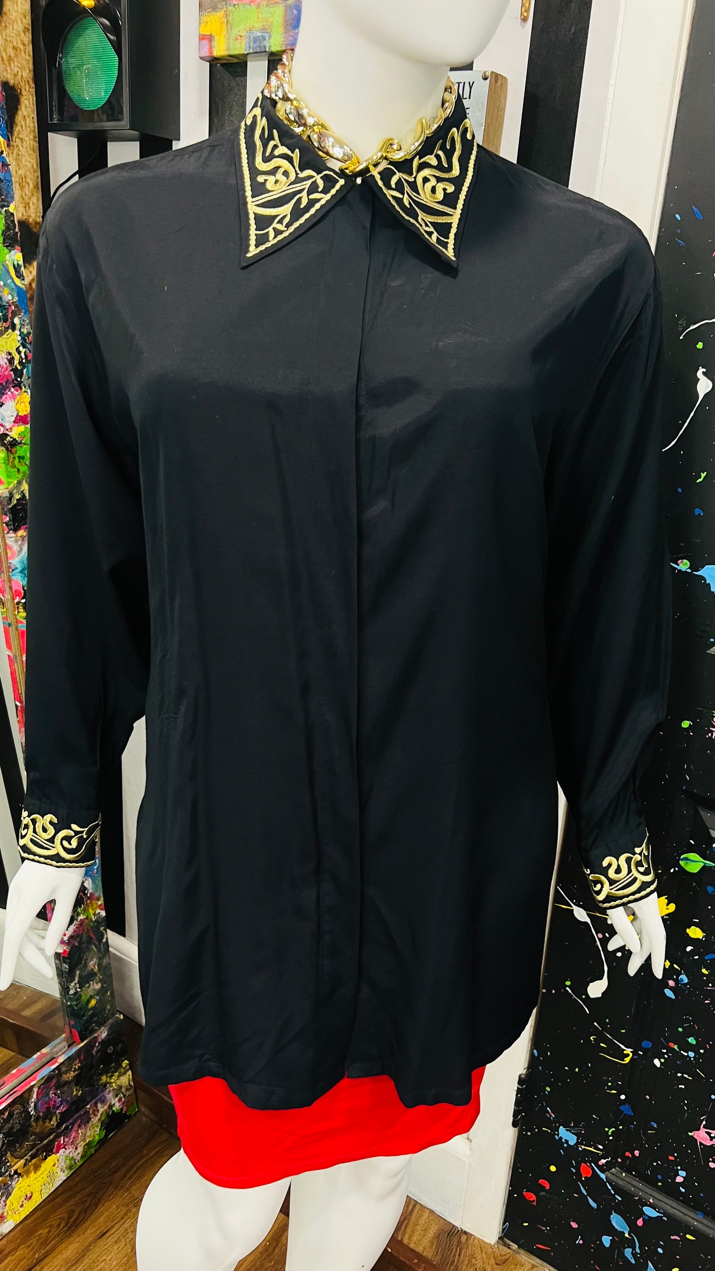 Vintage Black & Gold Blouse (26/28)