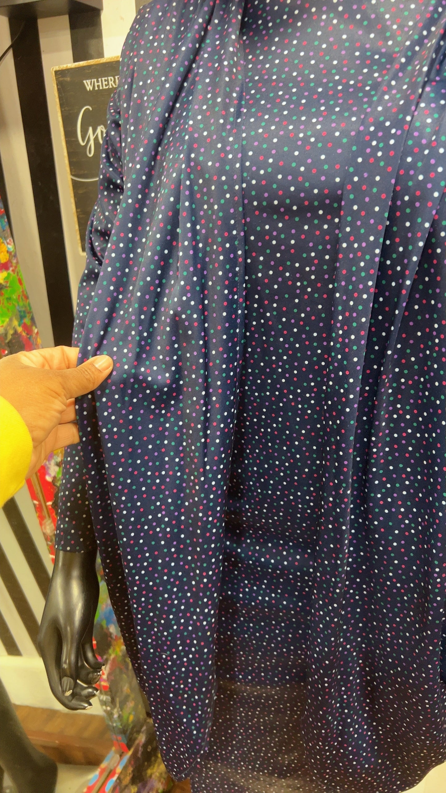 Vintage Navy Blue Polka Dot Dress (14)