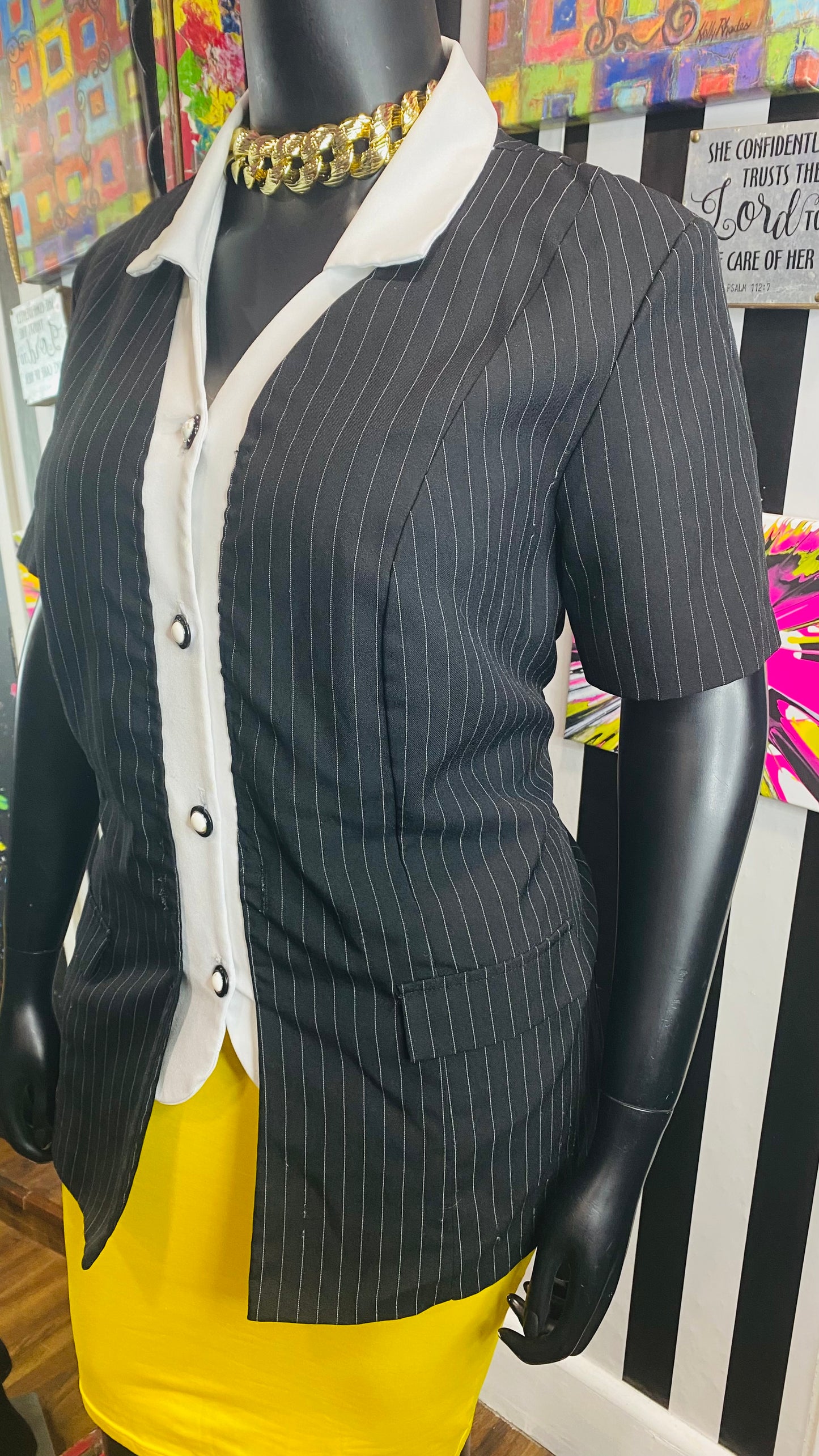 Vintage Pin Striped Black & White Blouse (22)