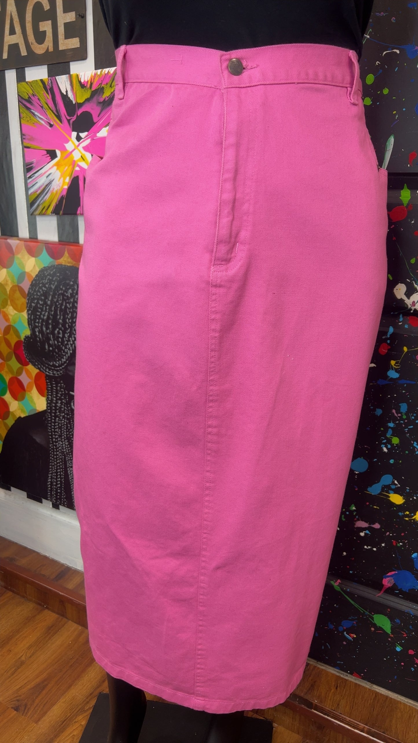 Vintage Pink Denim Skirt (24)