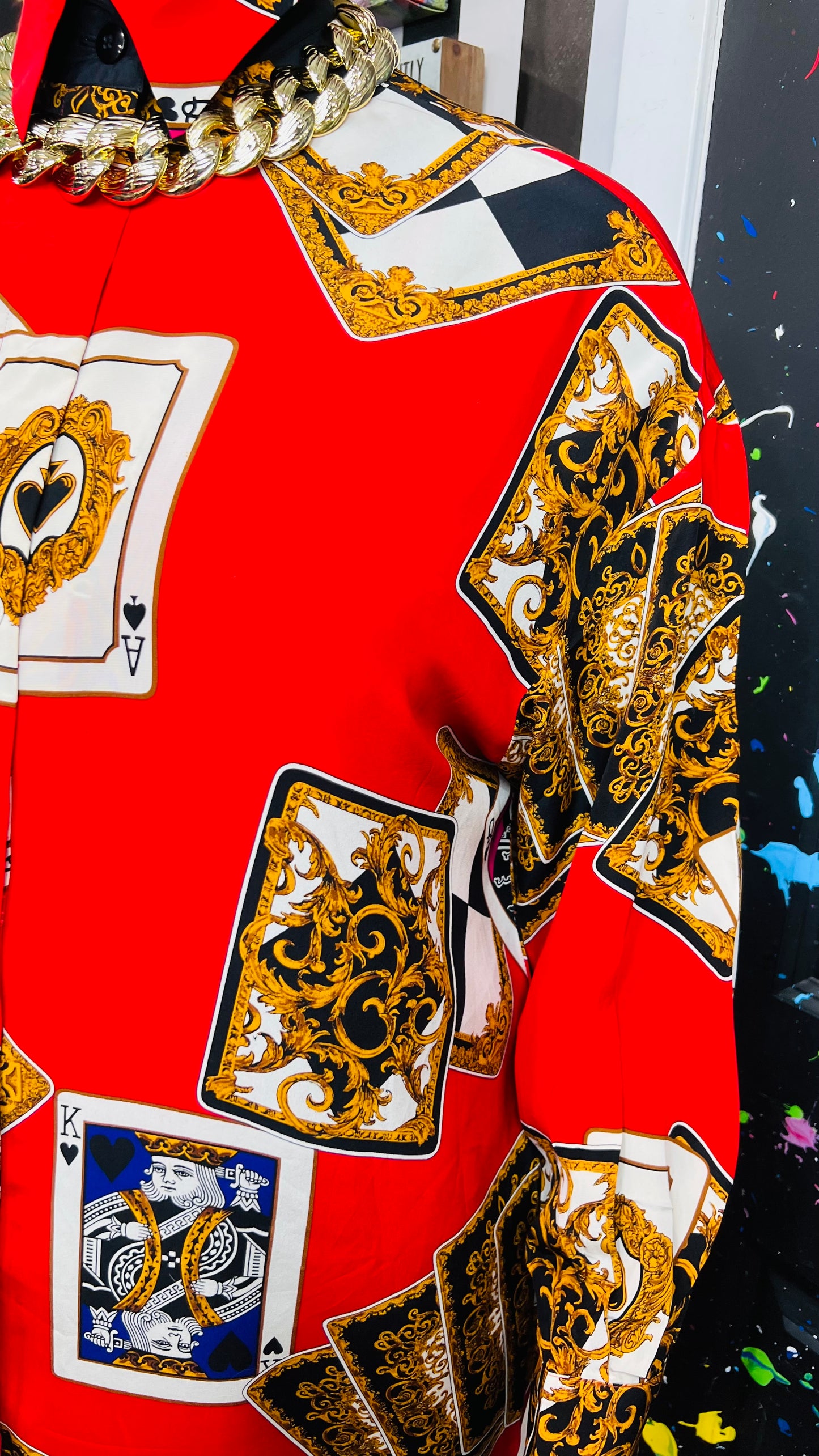 Vintage 100% Silk Ace Of Spades Dress (12) - Can fit up to some 16