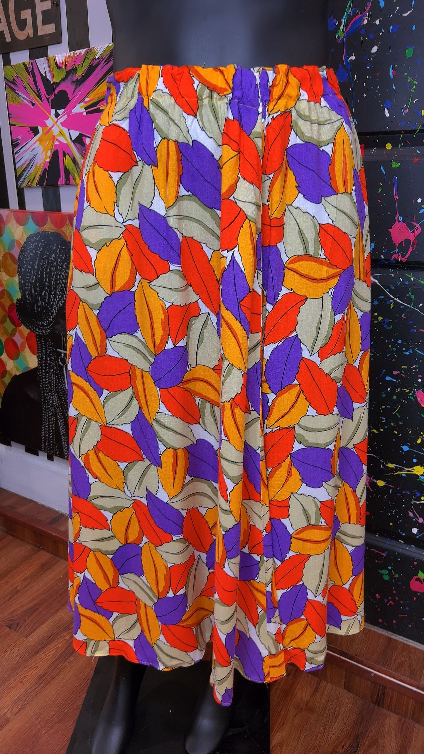 Vintage Floral Purple & Orange Skirt (20)