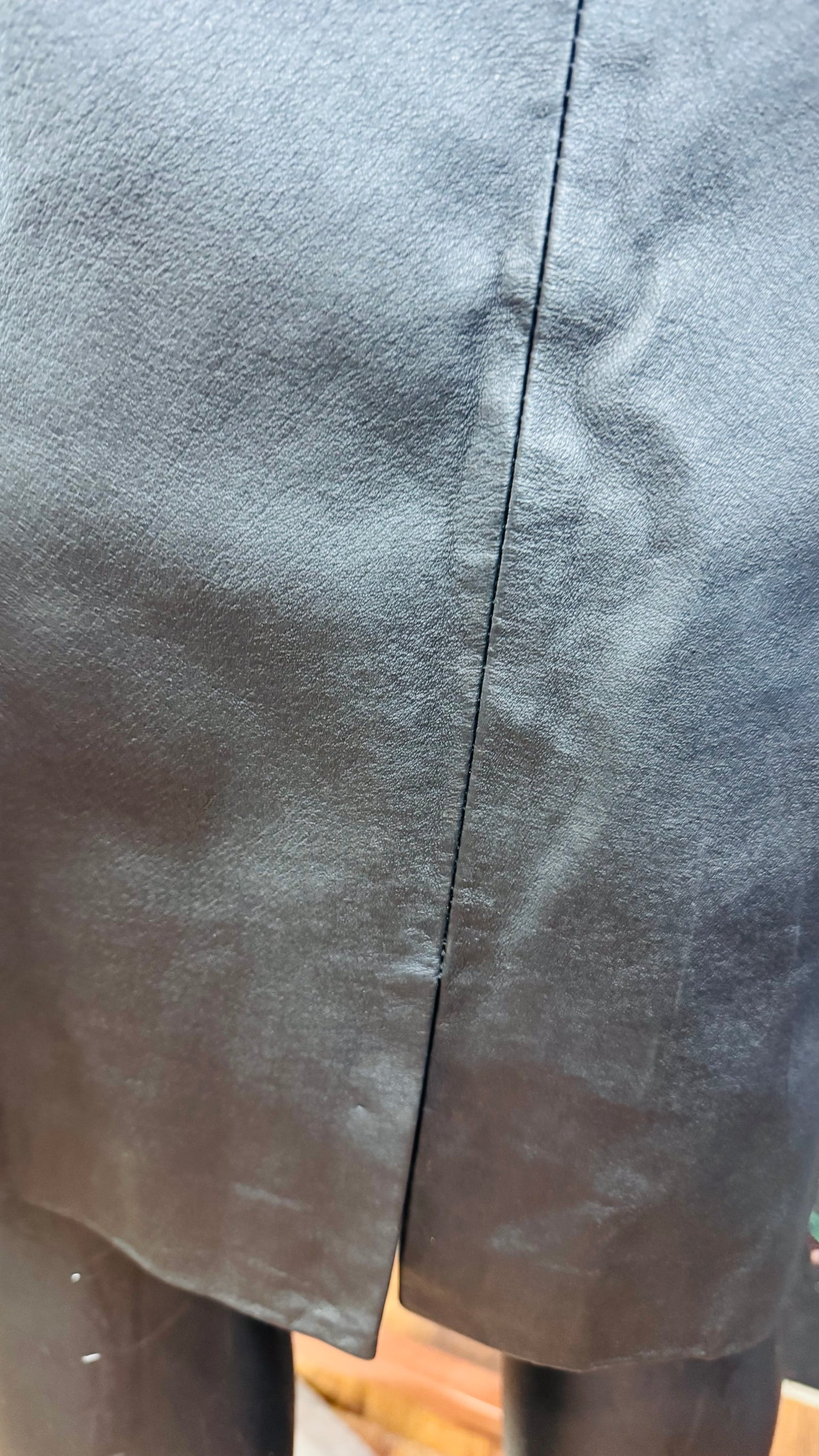 Vintage Genuine Leather Sleeveless Black Dress (24W)