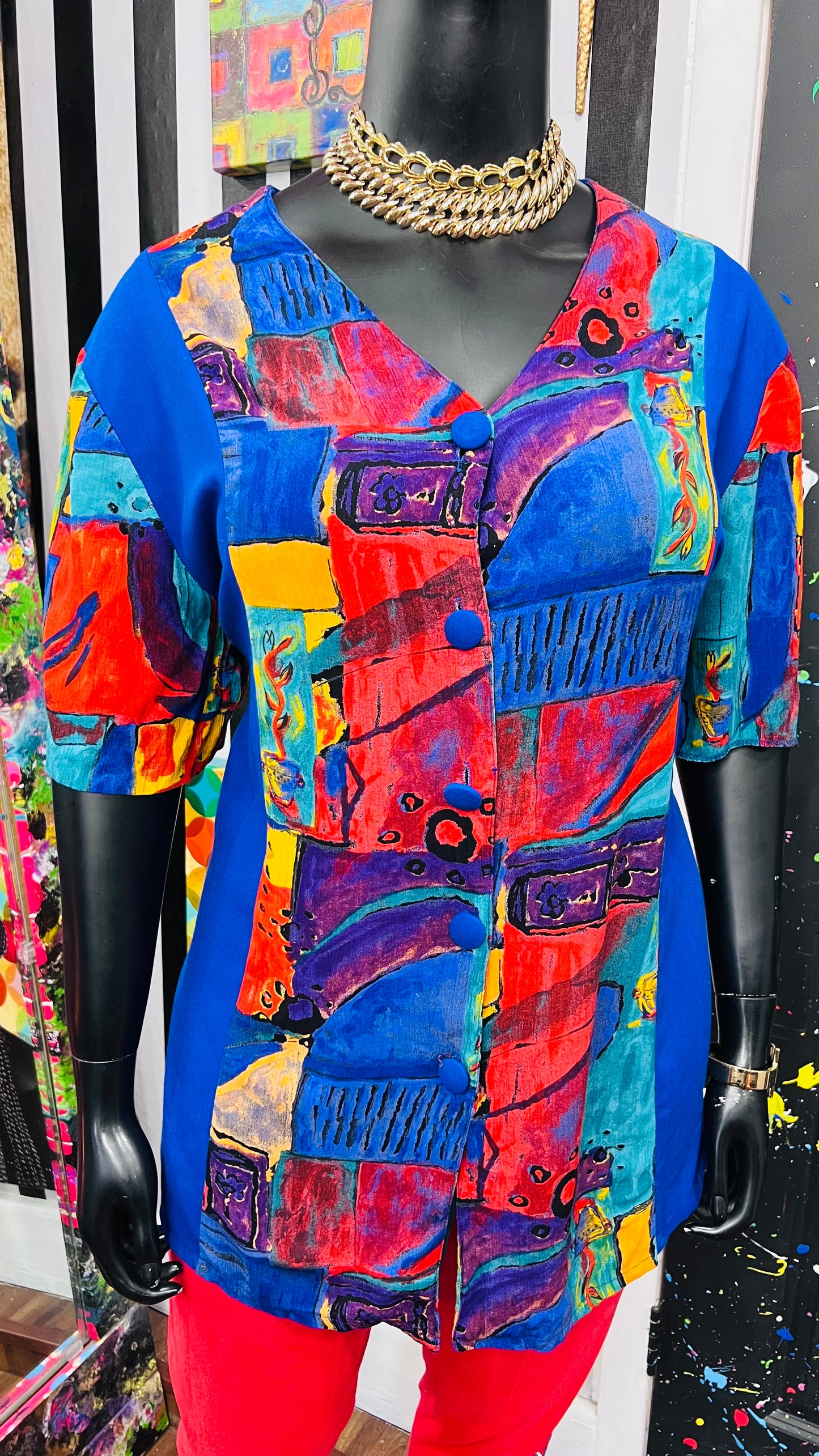 Vintage Rayon Abstract Blouse (18/20)