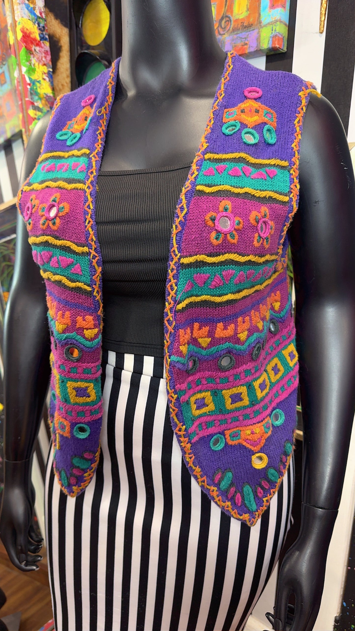 Vintage Knit Coogi Style Mirrored Vest (OS)
