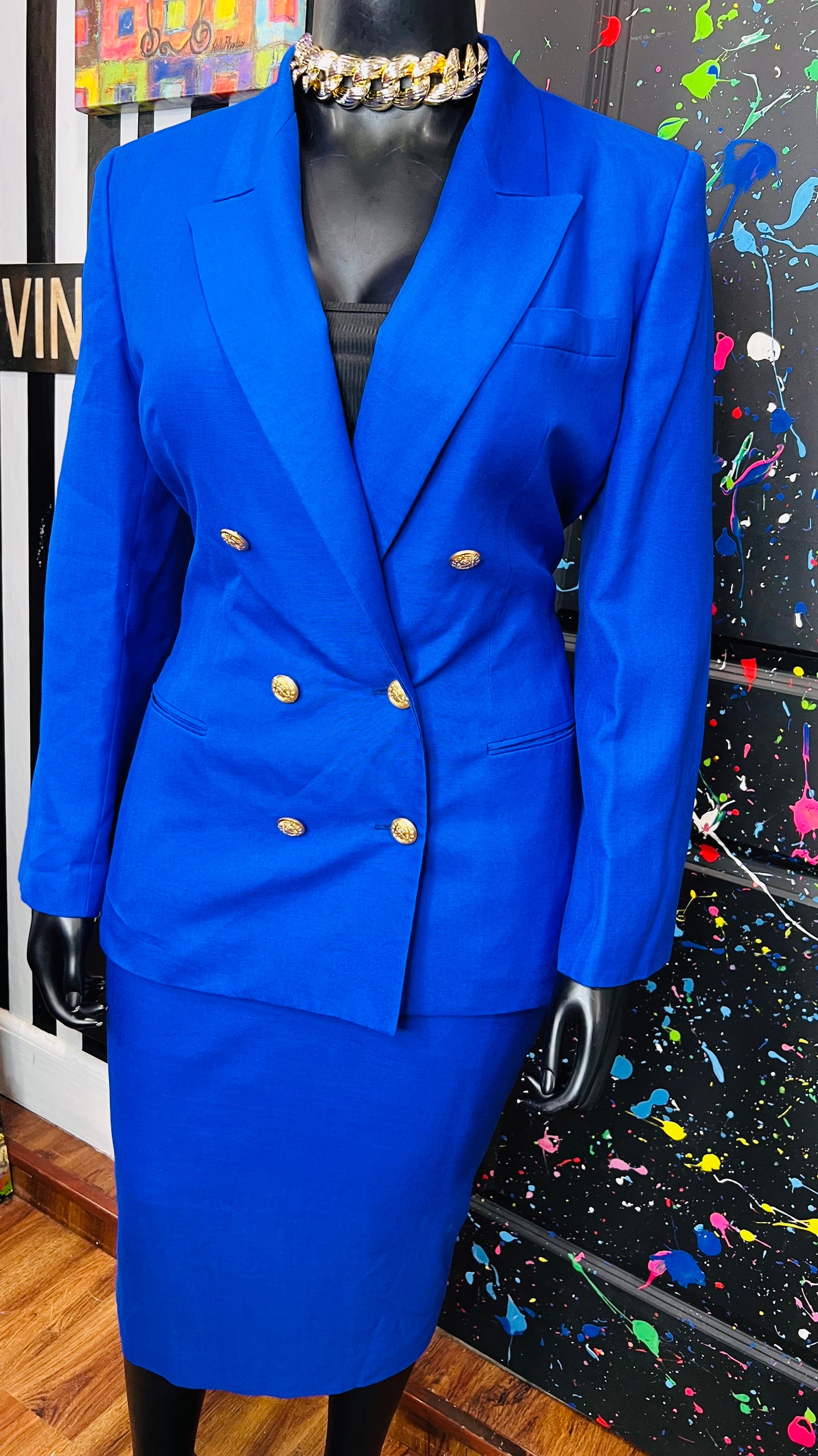 Vintage Cobalt Blue Skirt Suit (16)