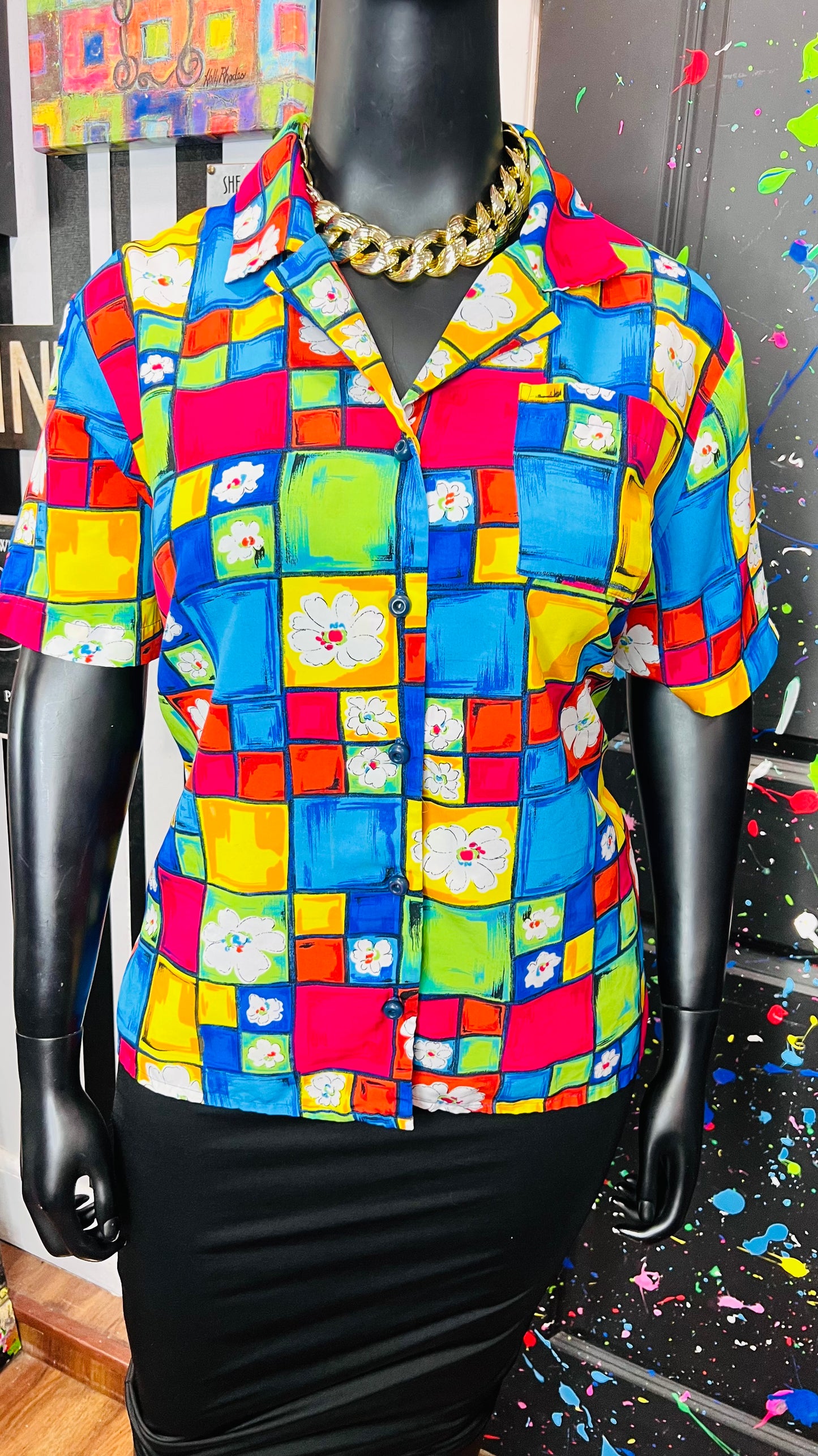 Vintage 90’s Floral Short Sleeve Blouse (18)