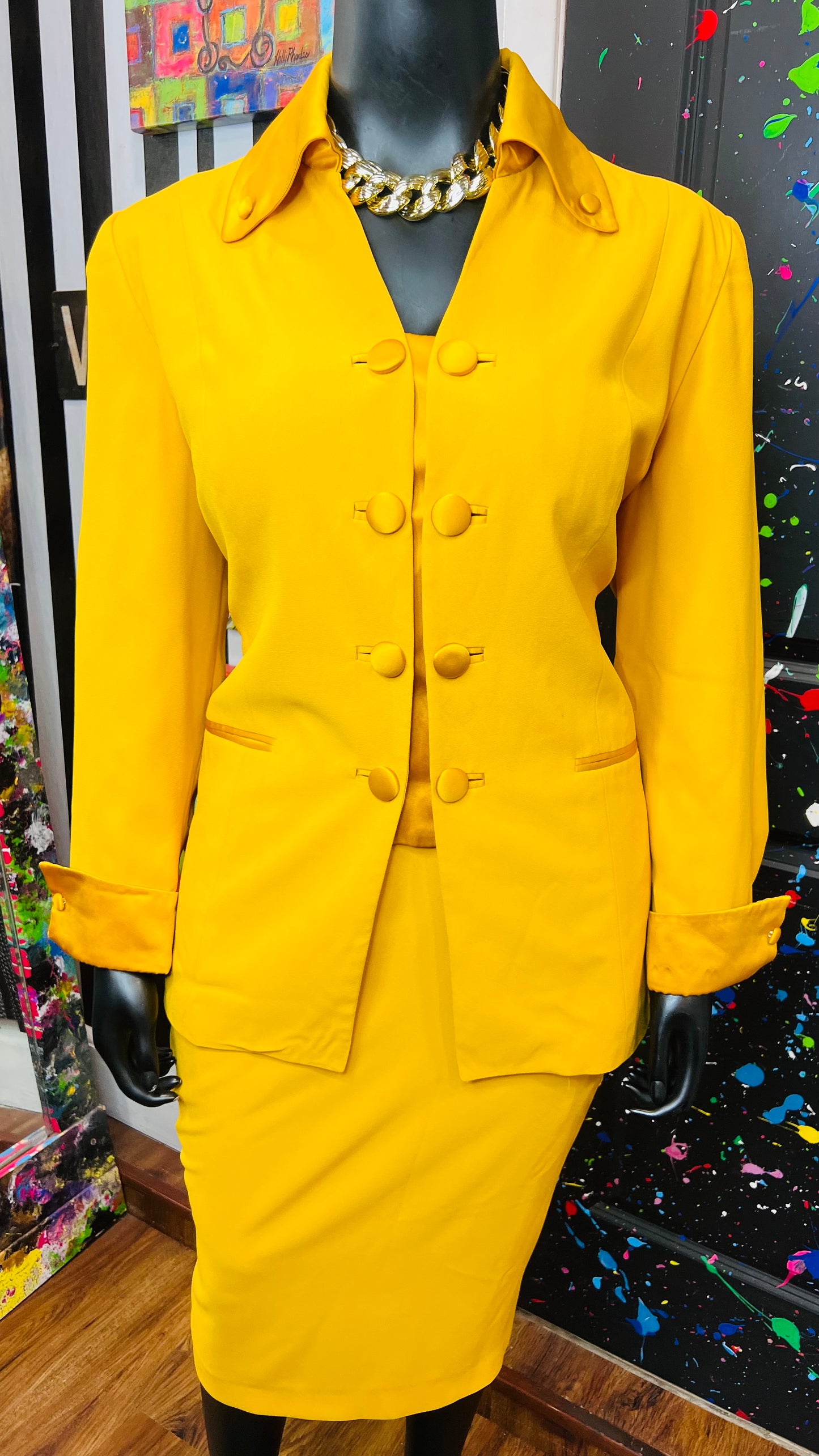 Vintage Gold Skirt Suit (18W)