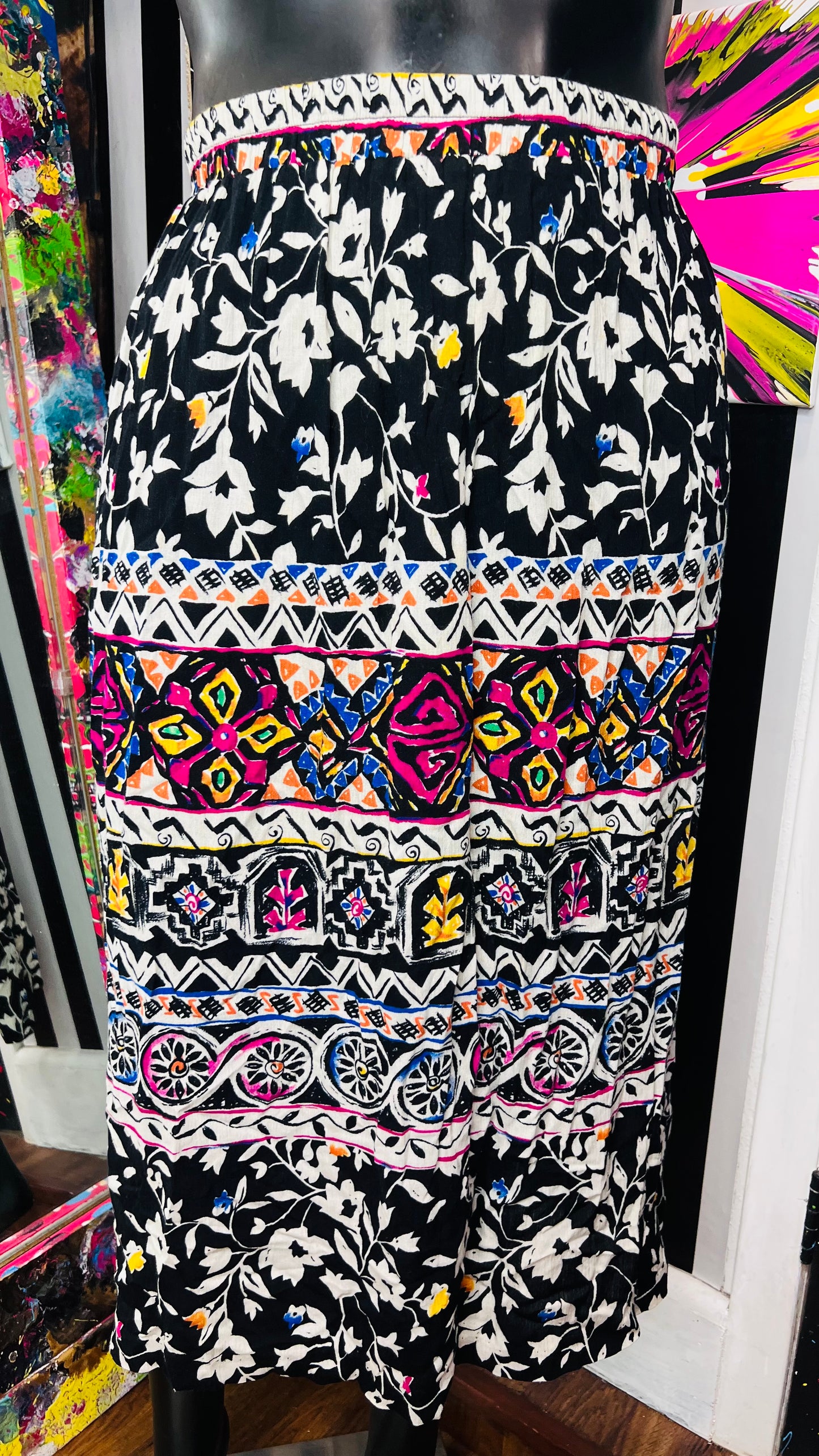 Vintage Rayon Abstract Skirt (20W)