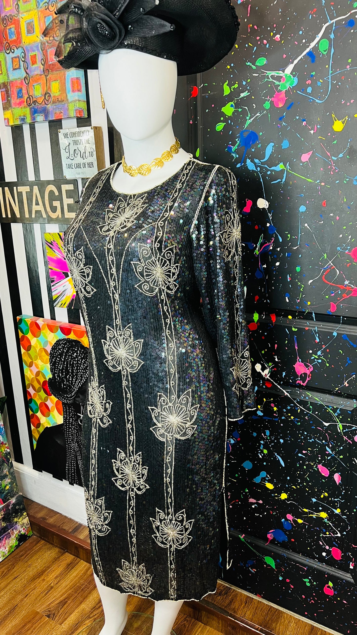 Vintage Silk Sequin Dress (14)