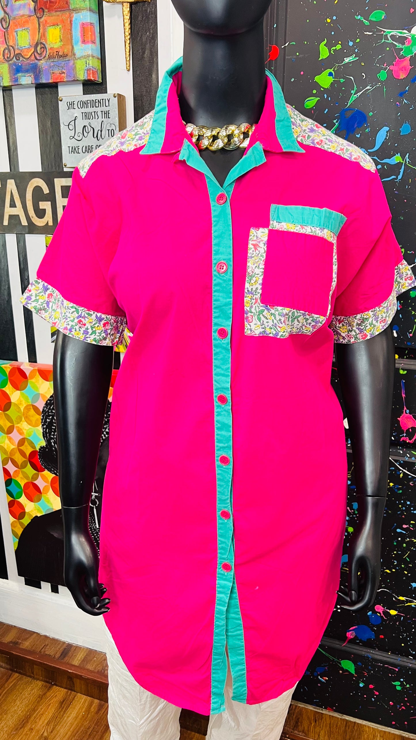 Vintage Cotton Pink & Floral Blouse (26)