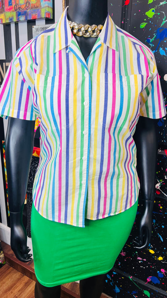 Vintage Cotton Striped Blouse (14)