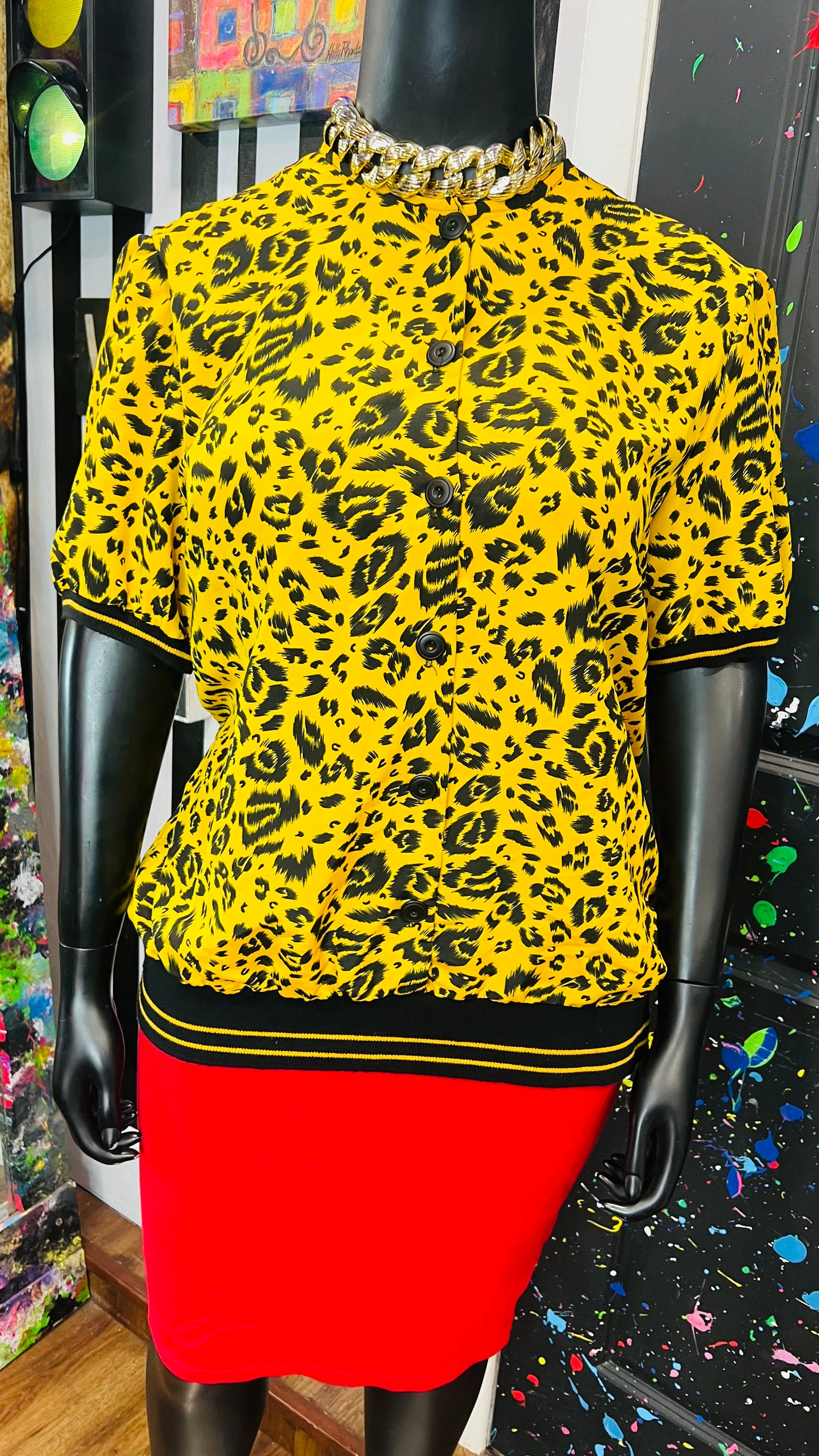 Vintage Yellow & Black Blouse (20)