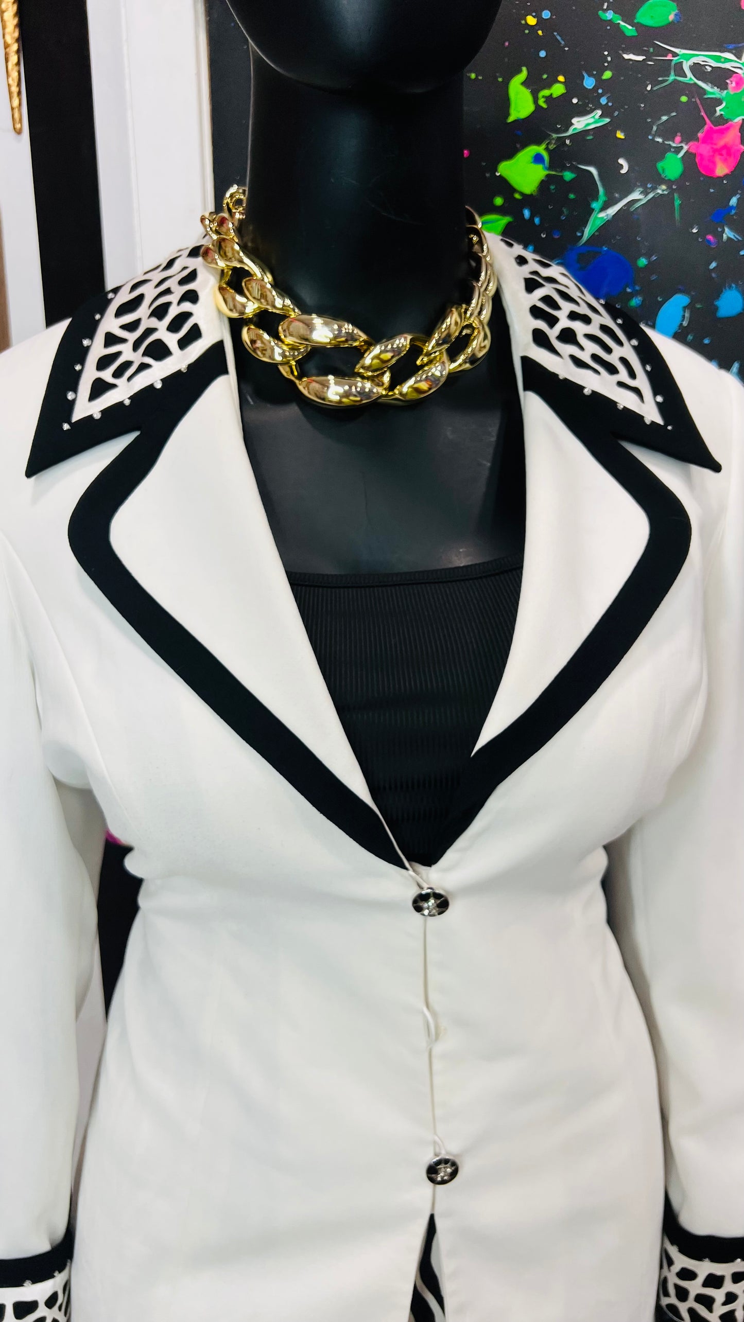 Vintage Jeweled Zebra Print Skirt Suit (16W)