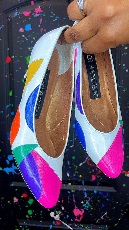 Vintage Colorblock Heels (7.5)