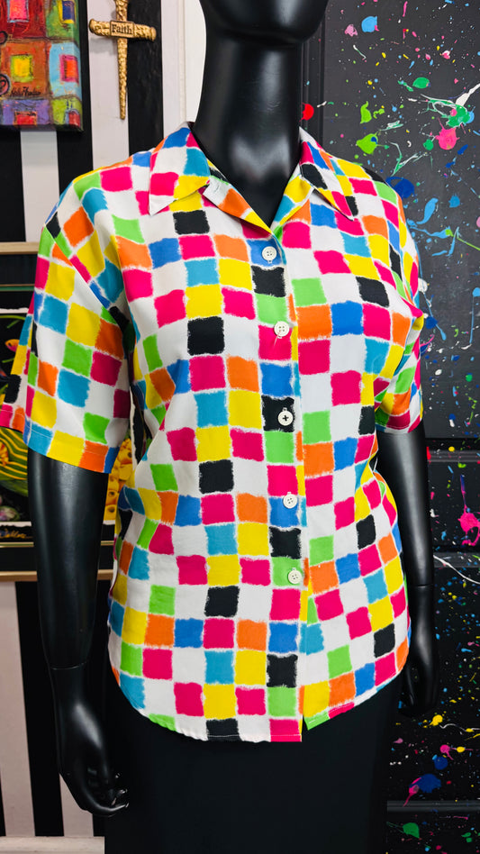 Vintage Colorful Block Blouse (14)